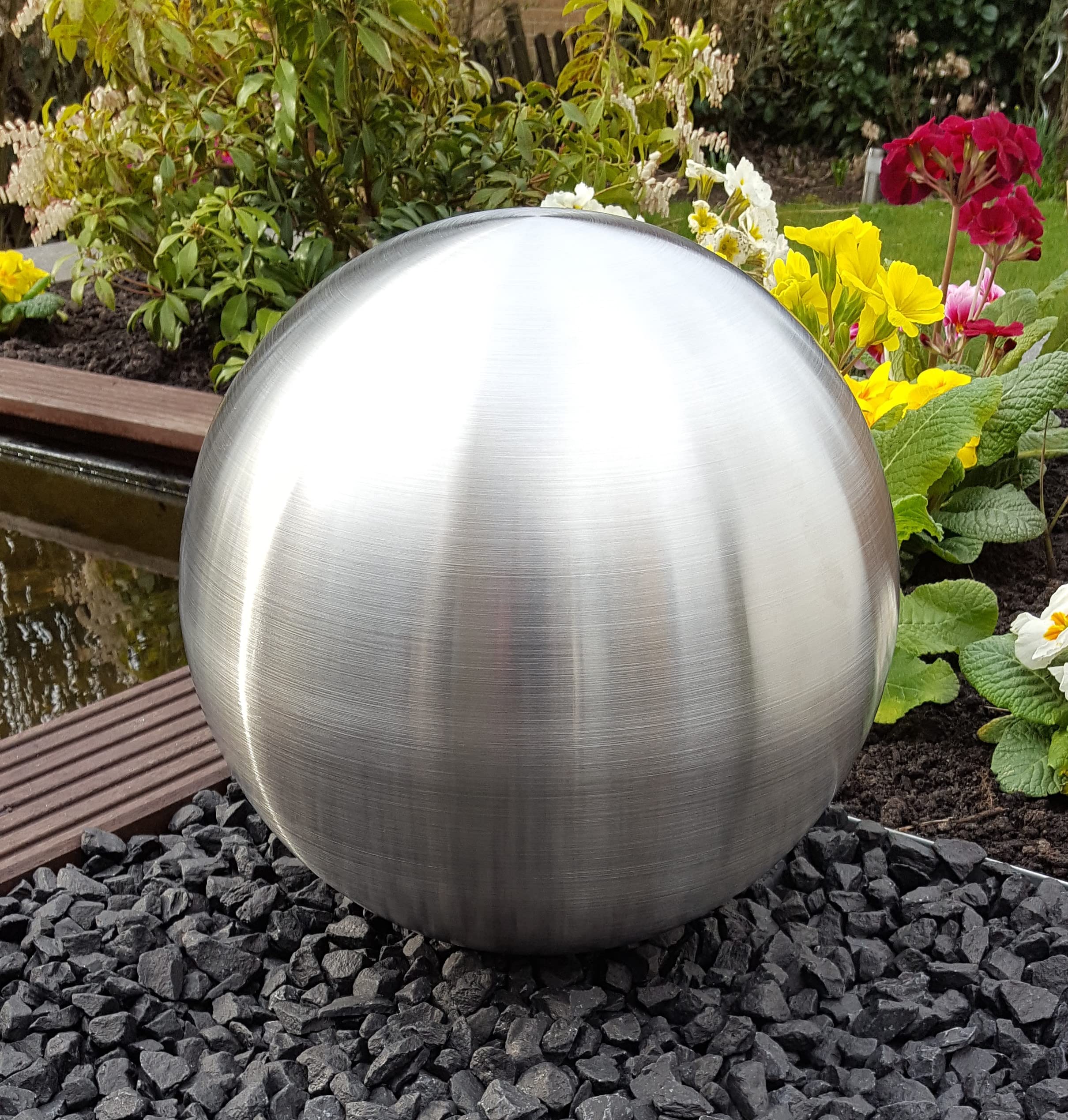 Jürgen Bocker Garten-Ambiente Dekokugel aus Edelstahl 35 cm matt gebürstet Dekorationskugel Edelstahlkugel