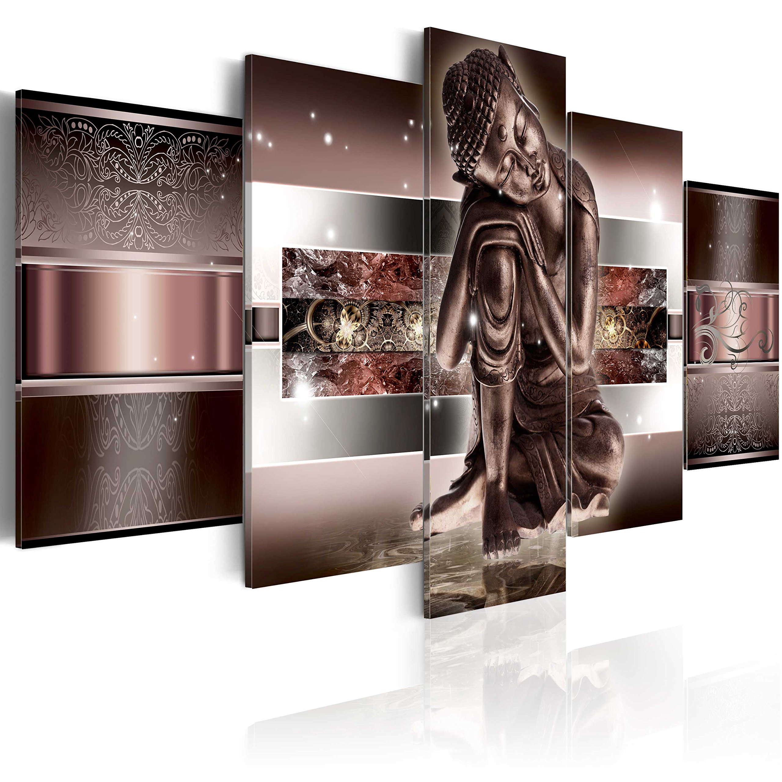 Cuadros B&D XXL - Cuadro en Lienzo Buda Zen Spa 200x100 cm 5 piezas - Impresión en material tejido no tejido cuadros decoracion salon modernos lienzos - Buddha Paisaje Cascada 020113-290