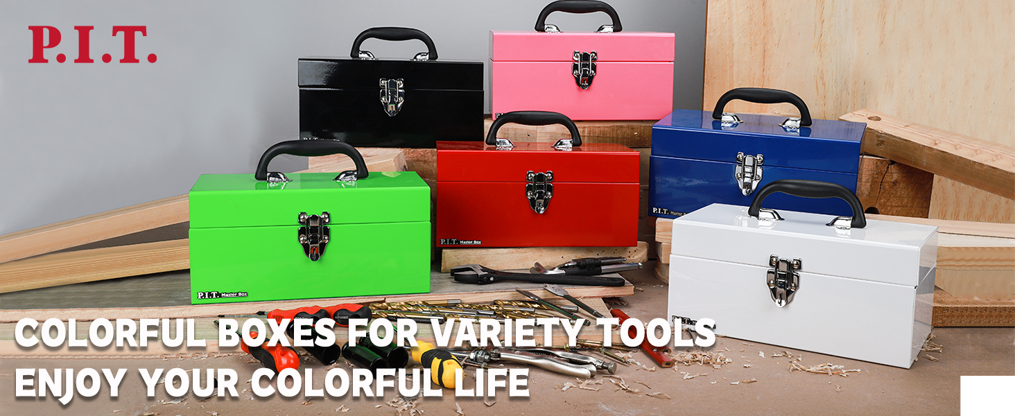 awesome metal tackle box P.I.T. 12 Inch Tool Box,Portable Small Steel ToolBox with Metal Latch  Closure for Household, Warehouse,Tools Storage,Black