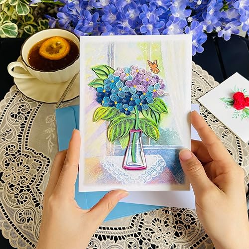 Miniatura 4 de KingKraft Tarjeta de flor de hortensia, tarjeta de cumpleaños, tarjeta de aniversario para esposa, tarjeta del día de San Valentín, tarjeta del día