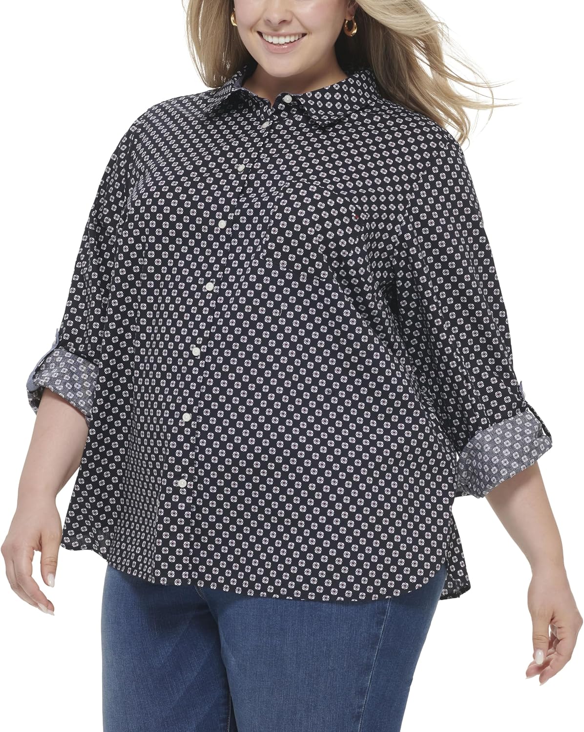 Tommy Hilfiger Womens Long Sleeve Button Up Collared Shirt - Image 3