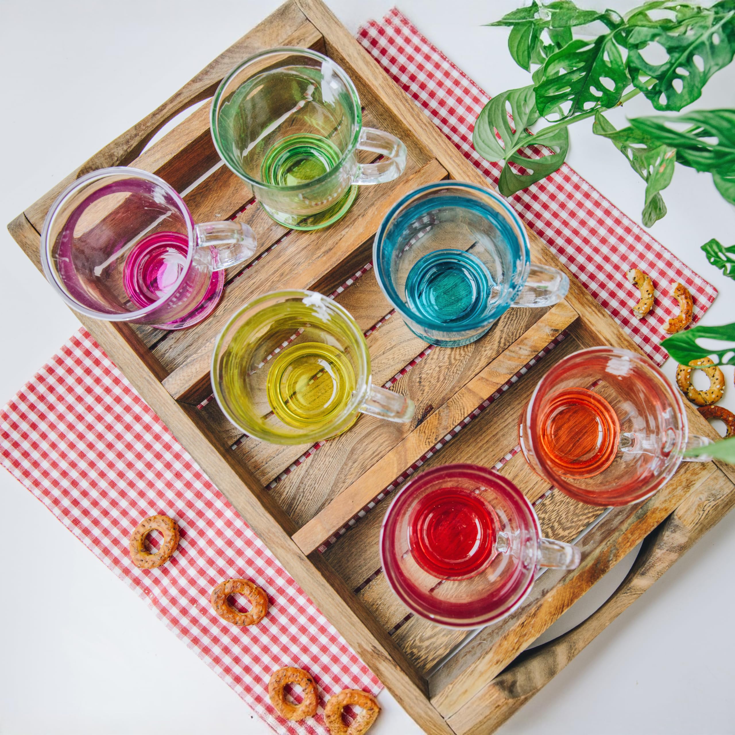 Glasmark KROSNO 1992 Kubas Kaffeegläser-Set – 6 Bunte Cappuccino-Becher Mit Griff, Spülmaschinenfest