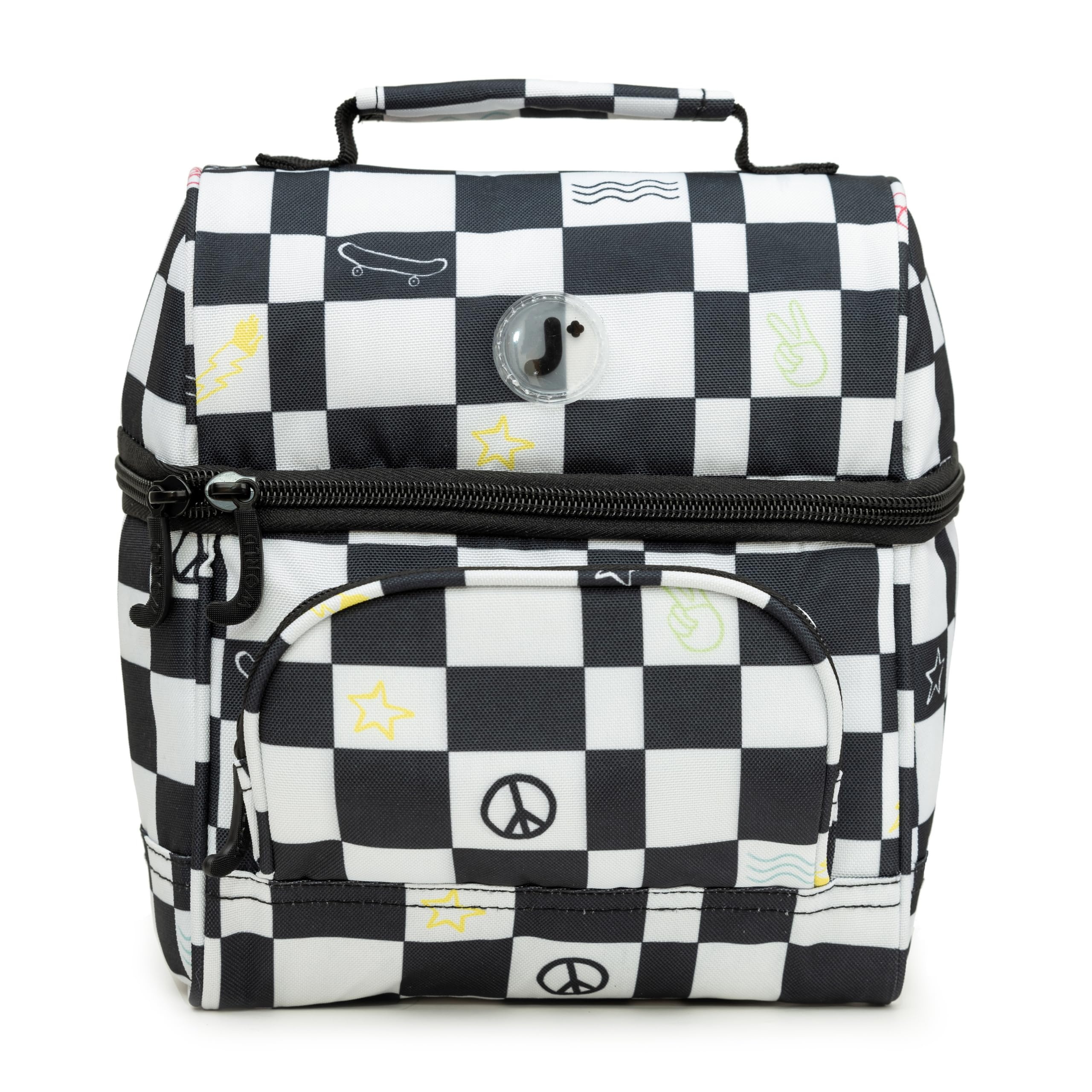 J World Corey Kids Lunch Bag. Insulated Lunch-Box for Boys Girls, Icon Checkers