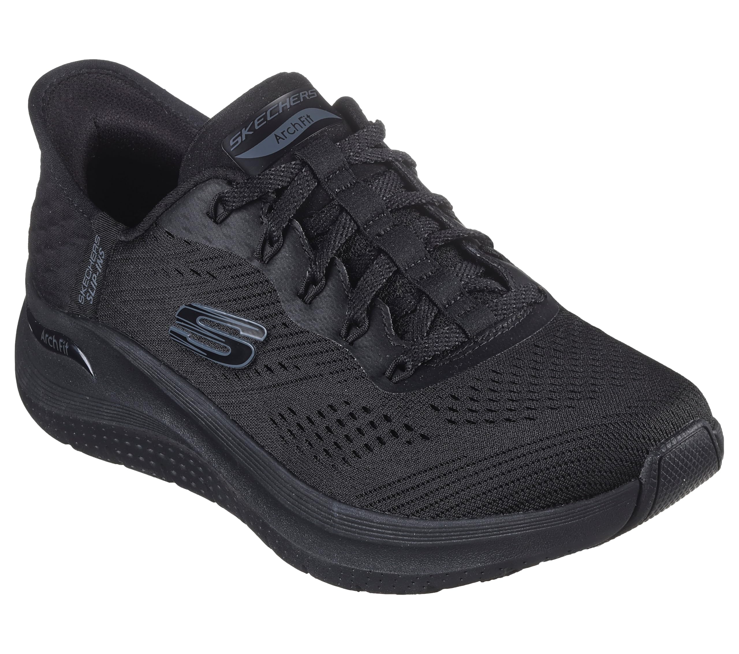 Skechers Women's Arch Fit 2.0 Easy Chic Slip-in Trainers, Black Mesh/Gunmetal Trim, 6 UK