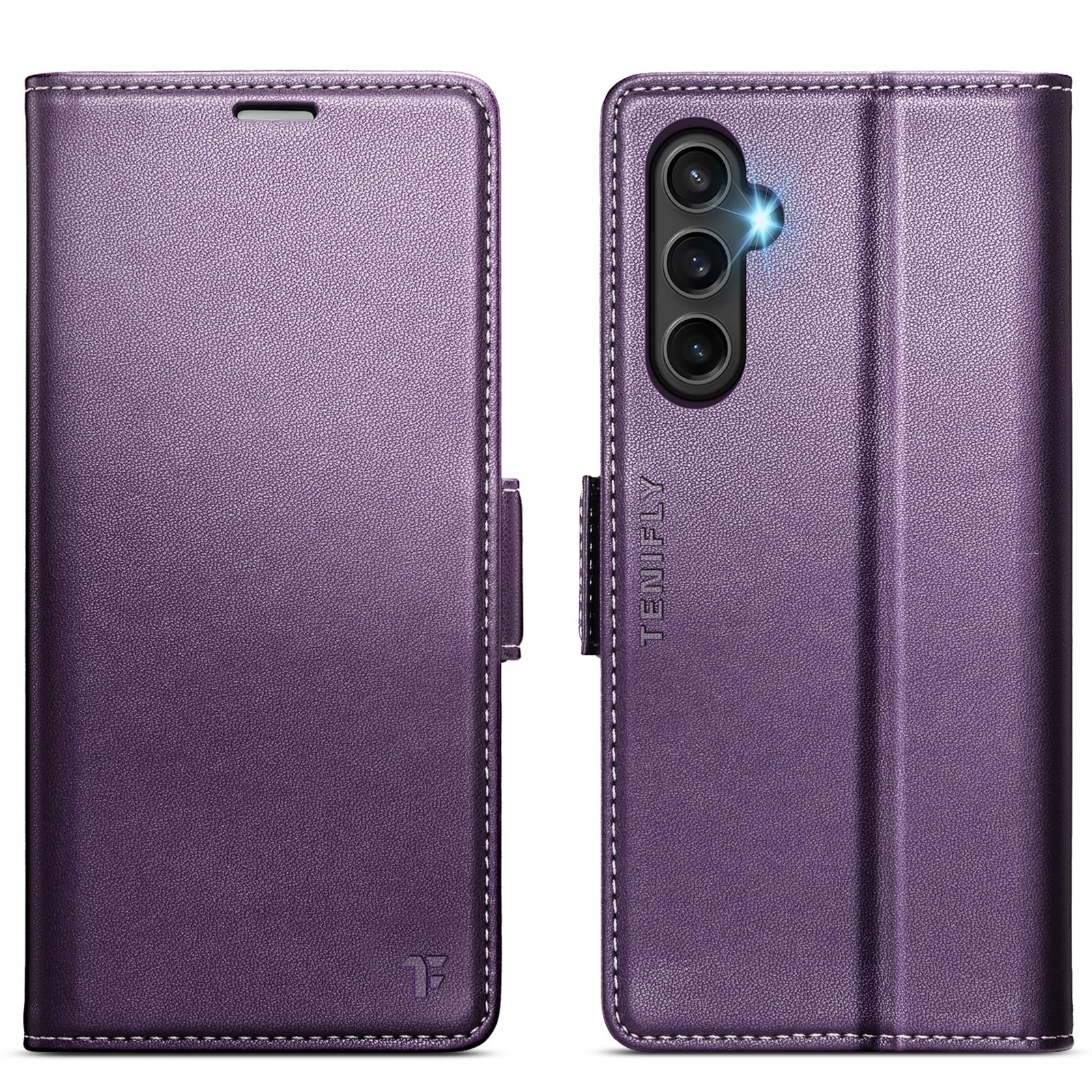 for Samsung Galaxy A54 Case Wallet with Card Holder Purple | RFID Blocking Credit Slots, Kickstand, Shockproof Flip Phone Cover, PU Leather, Double Magnetic Clasp, Purple