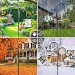 79 Inch Double Shepherds Hooks for Outdoor, Heavy Duty Bird Feeder Pole with 5 Prongs Base for Hanging Lantern, Hummingbird Feeder, Lightweight Plant, Shepherds Hook for Bird Feeders for Outside
