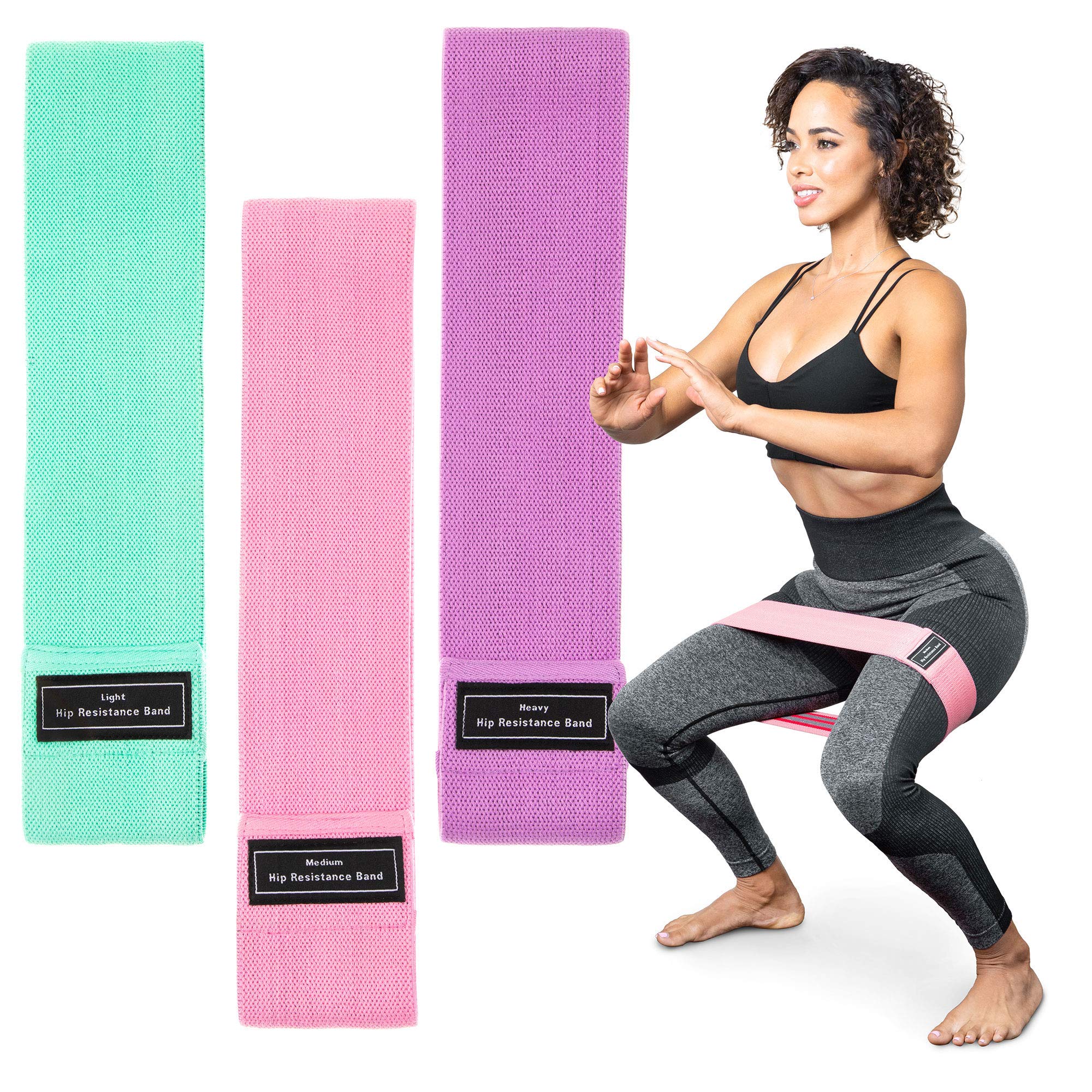 SerenilyResistant Bands for Women - Exercise Bands for Working Out. Booty Bands for Women & Men. Fabric Resistance Band Non Slip Loop Bands for Exercise for Legs and Butt. Thick Workout Bands - 3Pack