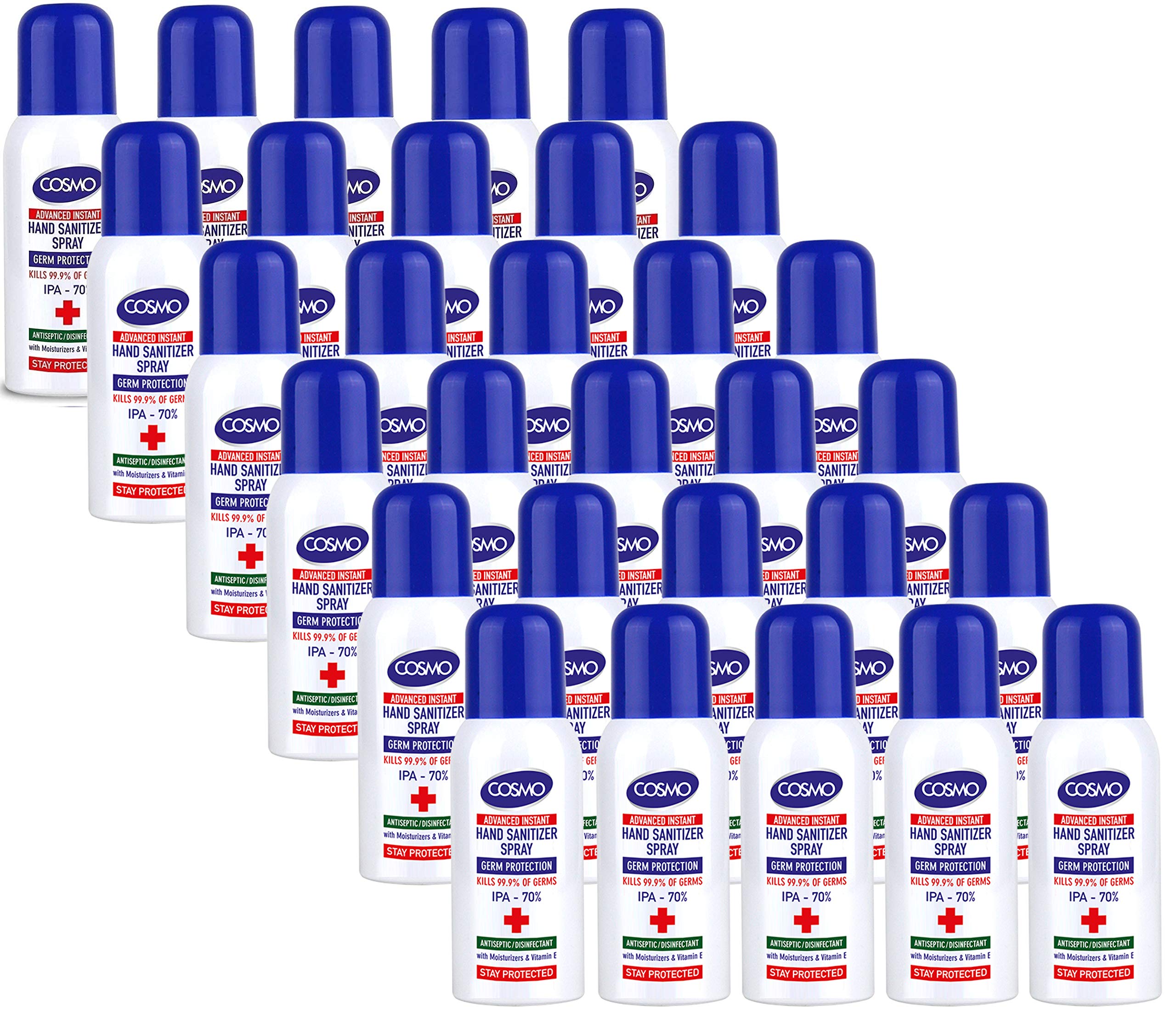 Advanced Instant Hand Sanitizer Spray 100ML PACK OF 30, IPA 70%, Moisturizers, Vitamin E