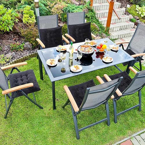 Miniatura 4 de Timgle Paquete de 16 cojines de asiento para silla, cojines de patio para muebles, almohadillas para sillas con lazos, tapete antideslizante para