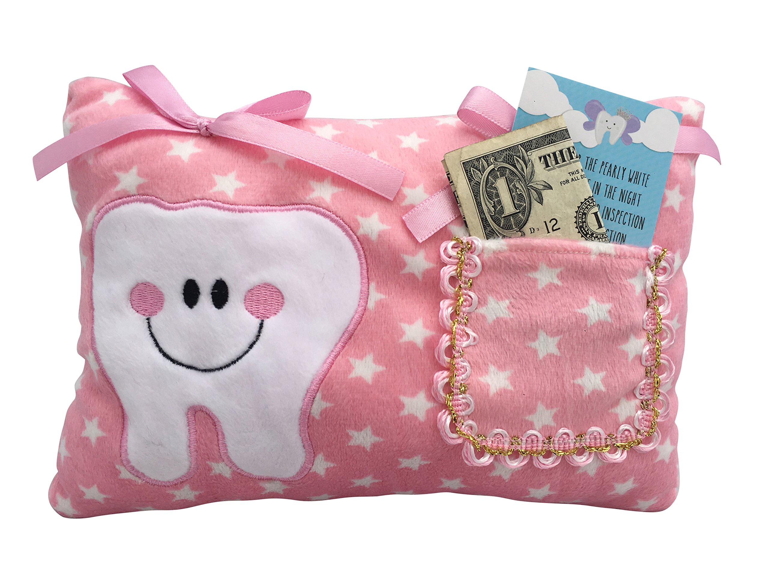 Girl Tooth Fairy Kit includes Tooth Fairy Pillow for Girls and Tooth