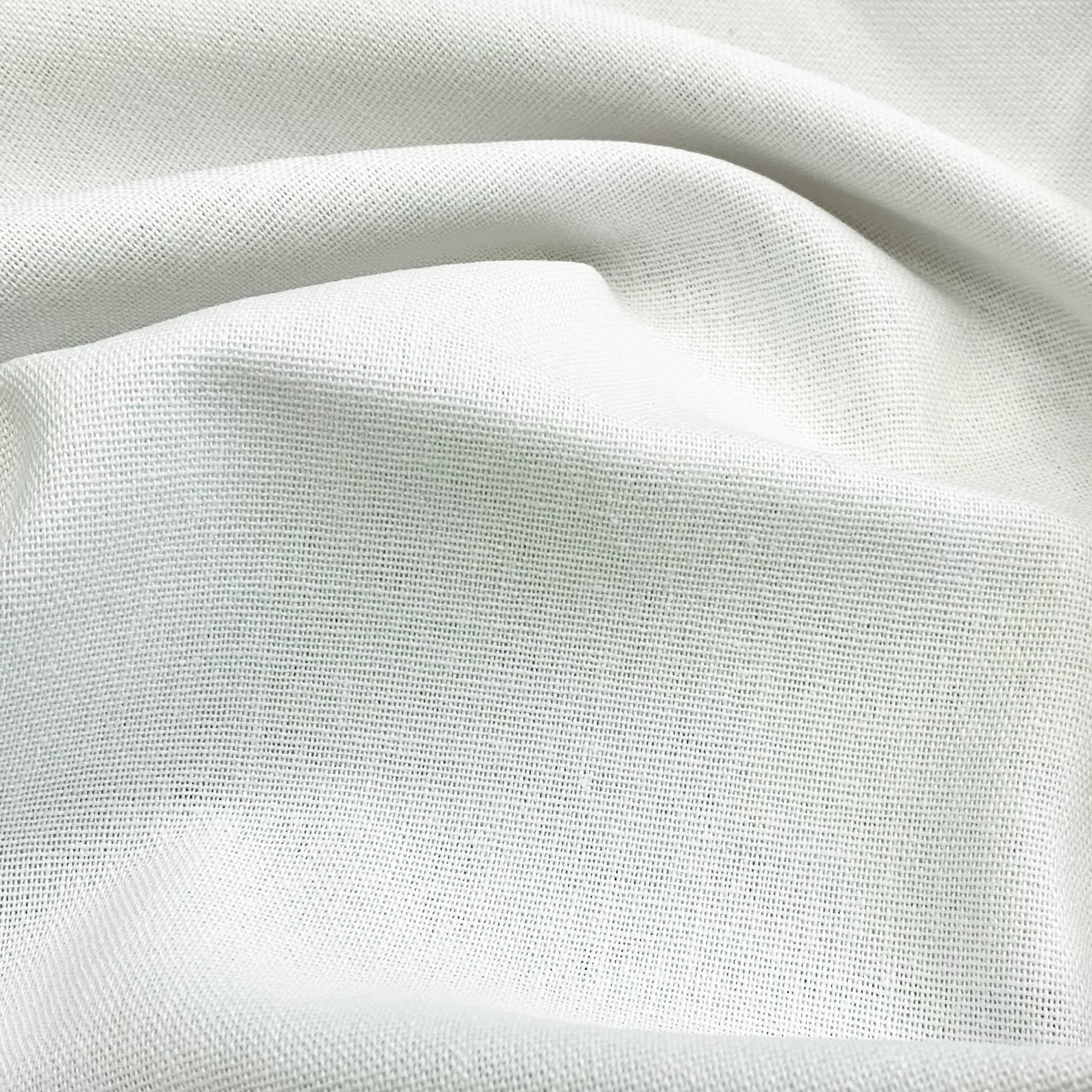Glamour Secrets Ltd White Linen Mix Fabric - Plain Linen Blend Craft Fabric Material Metre
