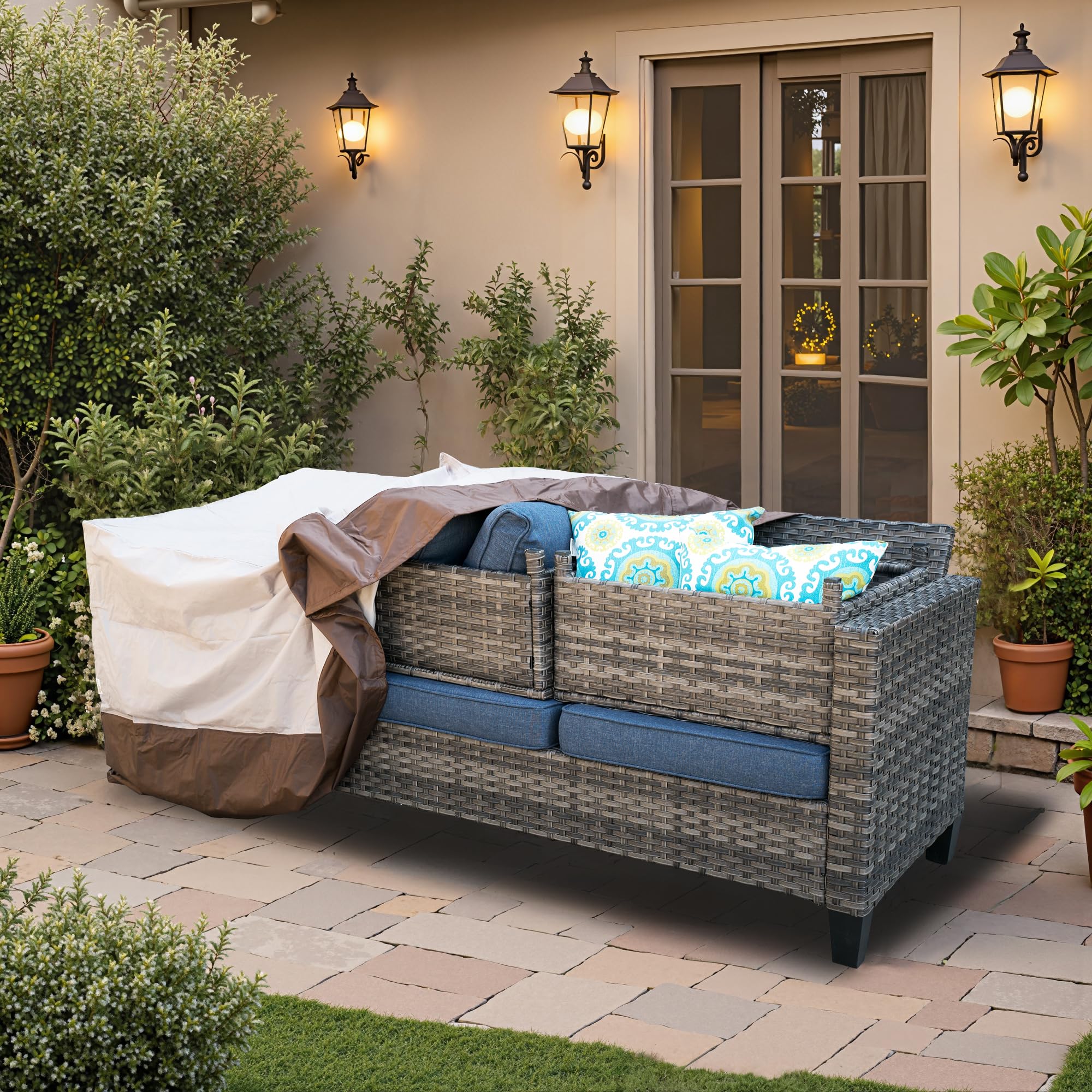 Fundas Impermeables Para Muebles De Exterior, 180 X 120 X 80 Cm, Tela Oxford 420D, Funda
