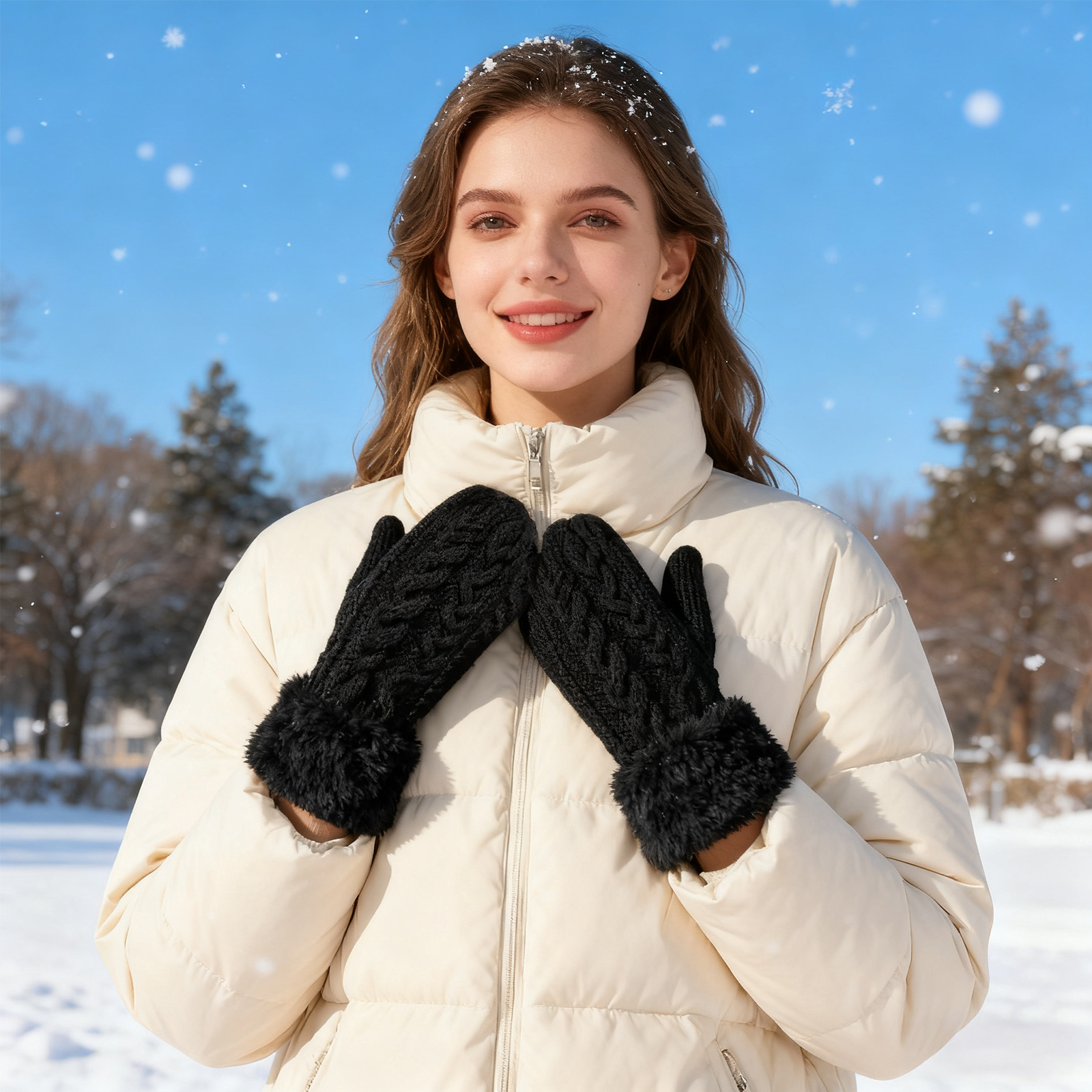 Guanti invernali da donna, caldi, caldi e antivento, per uomini e donne, regalo per coppie, San Valentino, Colore: rosso, Taglia unica