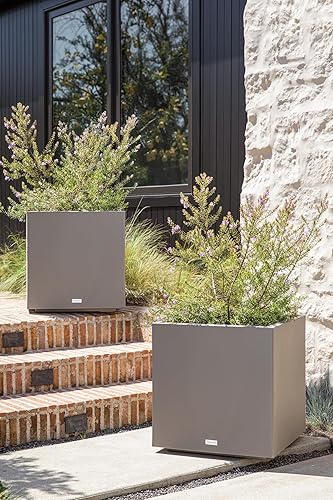 Miniatura 7 de Veradek Block Series - Maceta de plástico en forma de cubo  Maceta cuadrada grande para patio o jardín interior o exterior  Uso duradero para todo