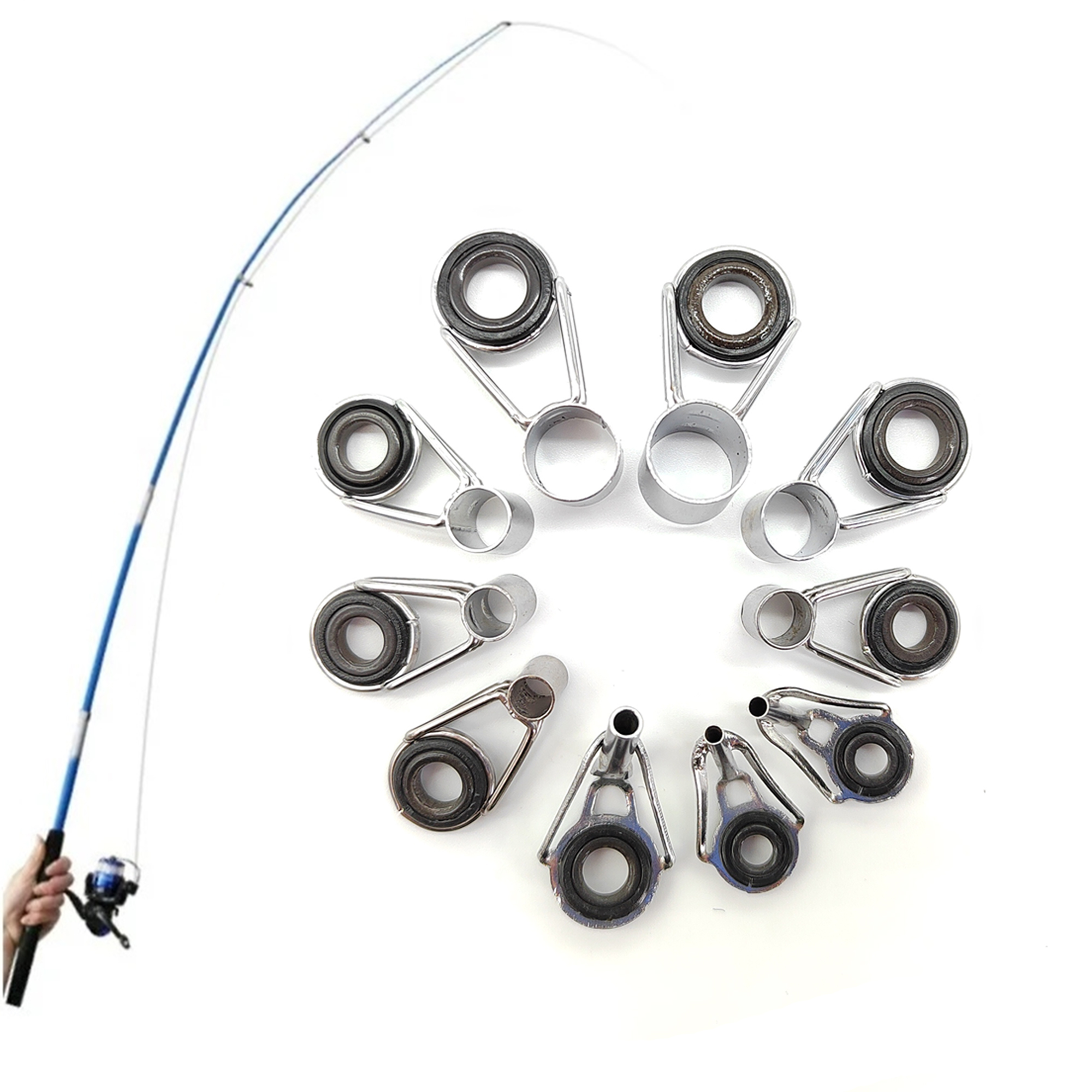 90-tlg. Angelruten-Führungsring Set - Edelstahl & Keramik, 9 Größen - Korrosionsbeständig