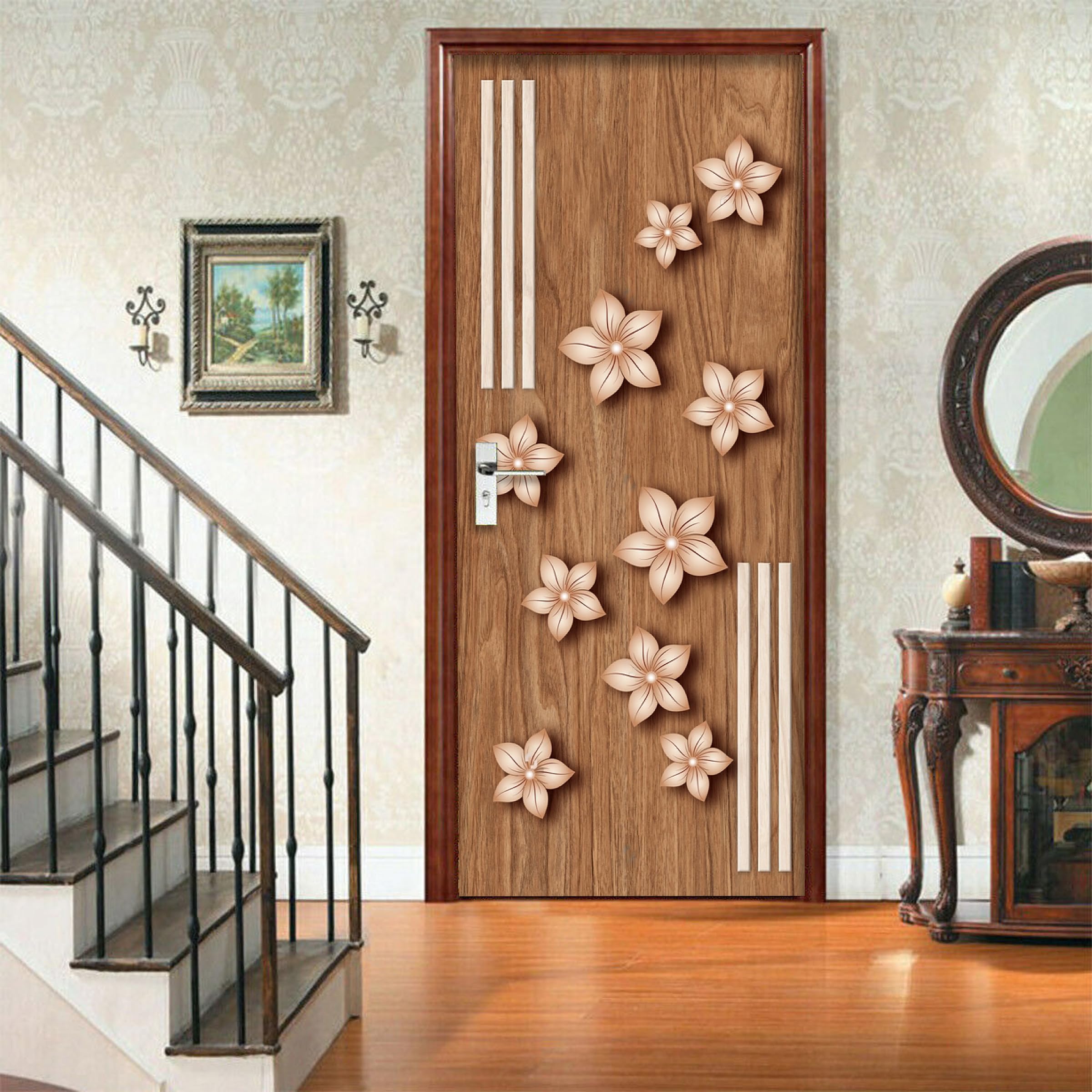WHITECRAFTS 3D Flower on Wood Door Sticker Self Adhesive Door Vinyl, Door Sticker Peel and Stick Removable Vinyl Decals for Home Decor,Water Proof (30x78 inch) (B0D7VSM7T8) Amazon Price History, Amazon Price Tracker