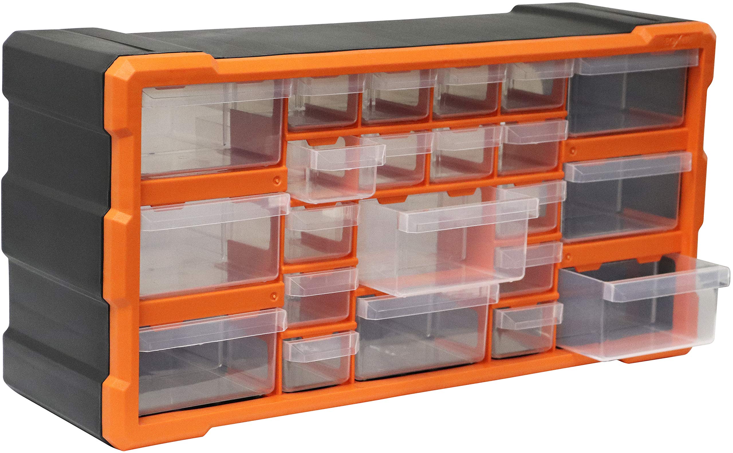 Boxer® Cassettiera Porta Minuterie con 22 Cassetti – Organizzatore da Parete o Sovrapponibile, in Plastica PP, per Viti Chiodi e Piccoli Accessori, 25x50x16 cm