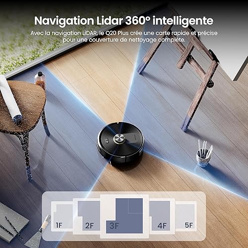 Proscenic Q20 Plus Robot Vacuum Cleaner Washer 10000Pa with Bagless Station Automatic Emptying, 200Min Robot Vacuum Cleaner and Mop, Nav Lidar Mapping, Obstacle Avoidance, For Pet Hair Rugs - 2