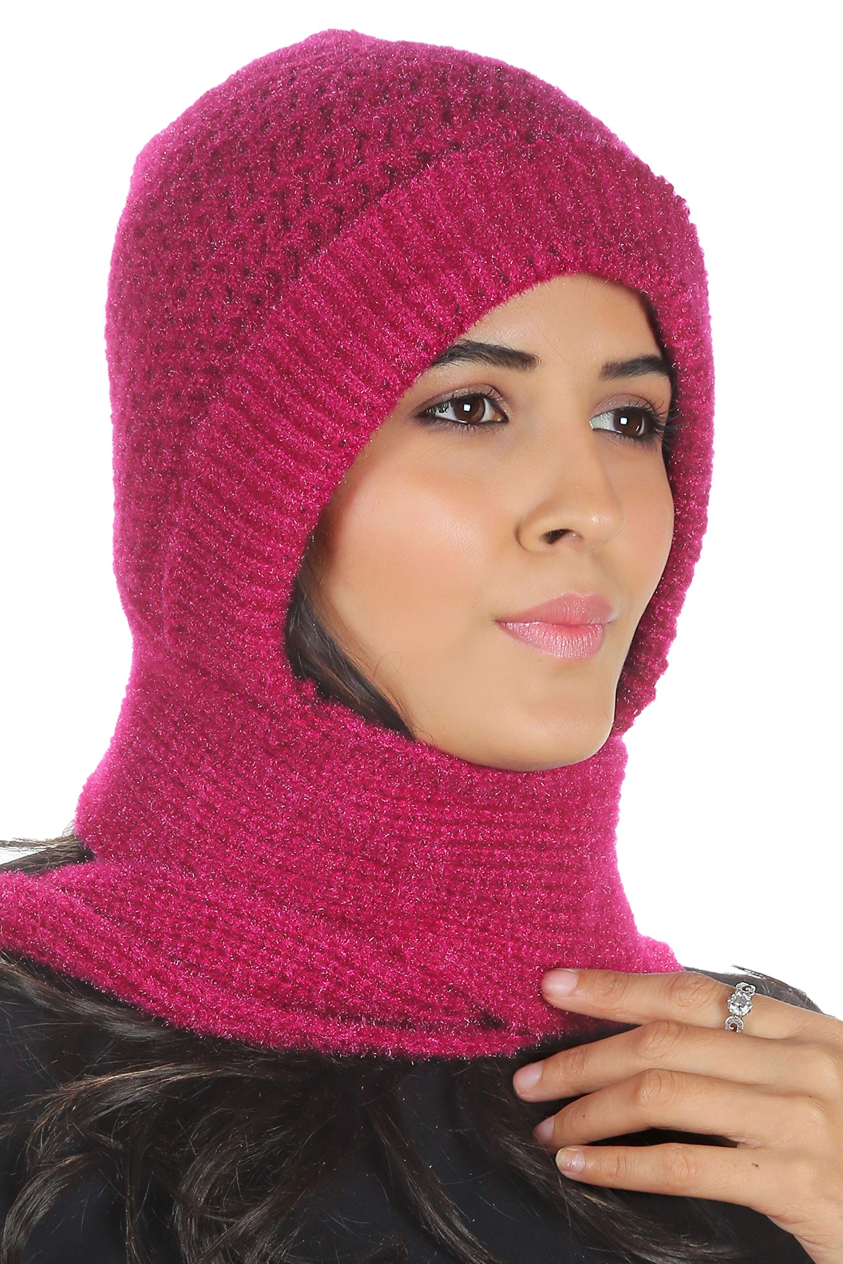 Sidhidata Textile Men's And Women's Unisex Wool Knitted Cap Muffler For Winter Wear Free Size (Muffler Cap)