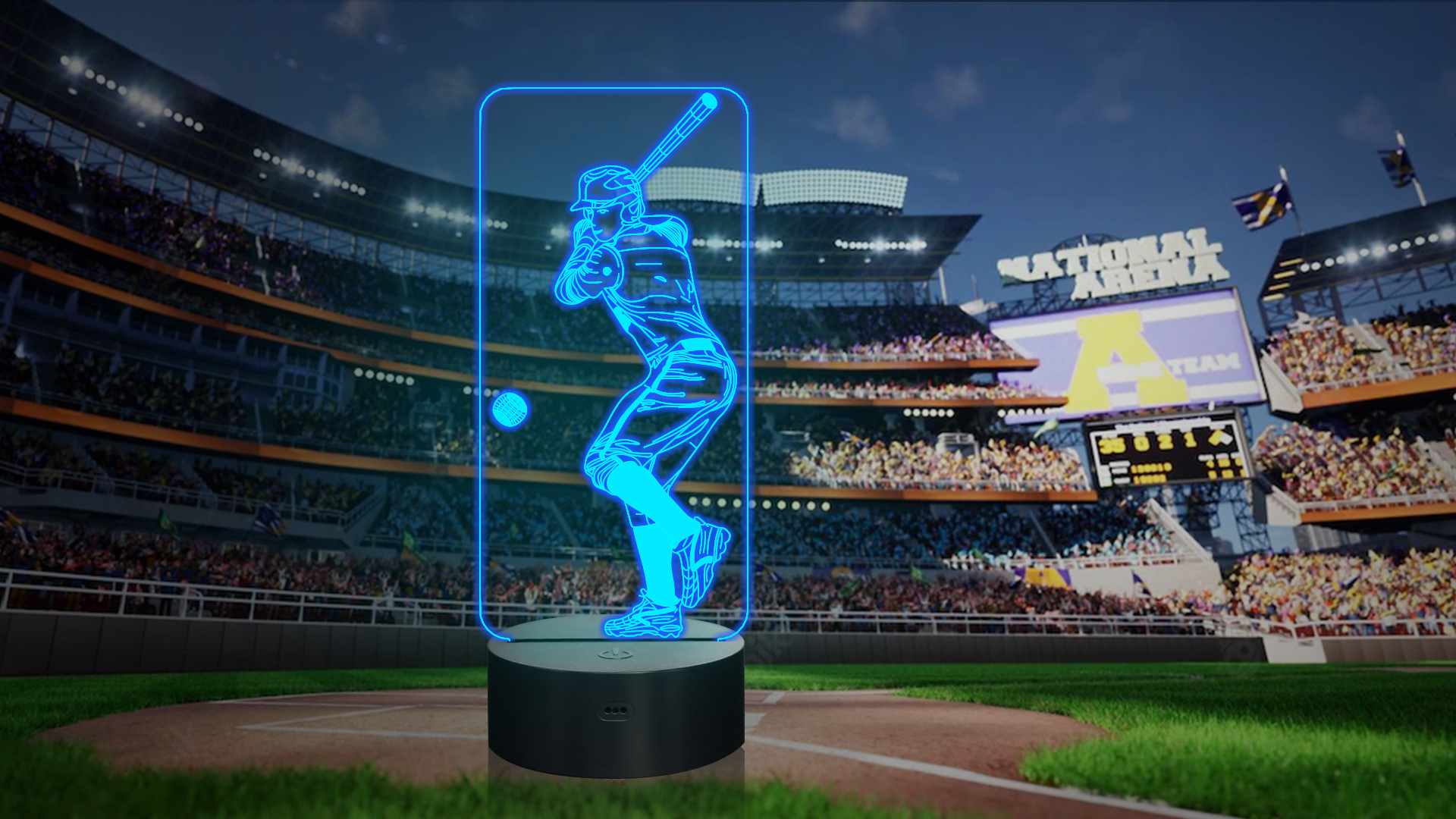 FULLOSUN Lámpara de noche 3D béisbol con control remoto miniatura 7