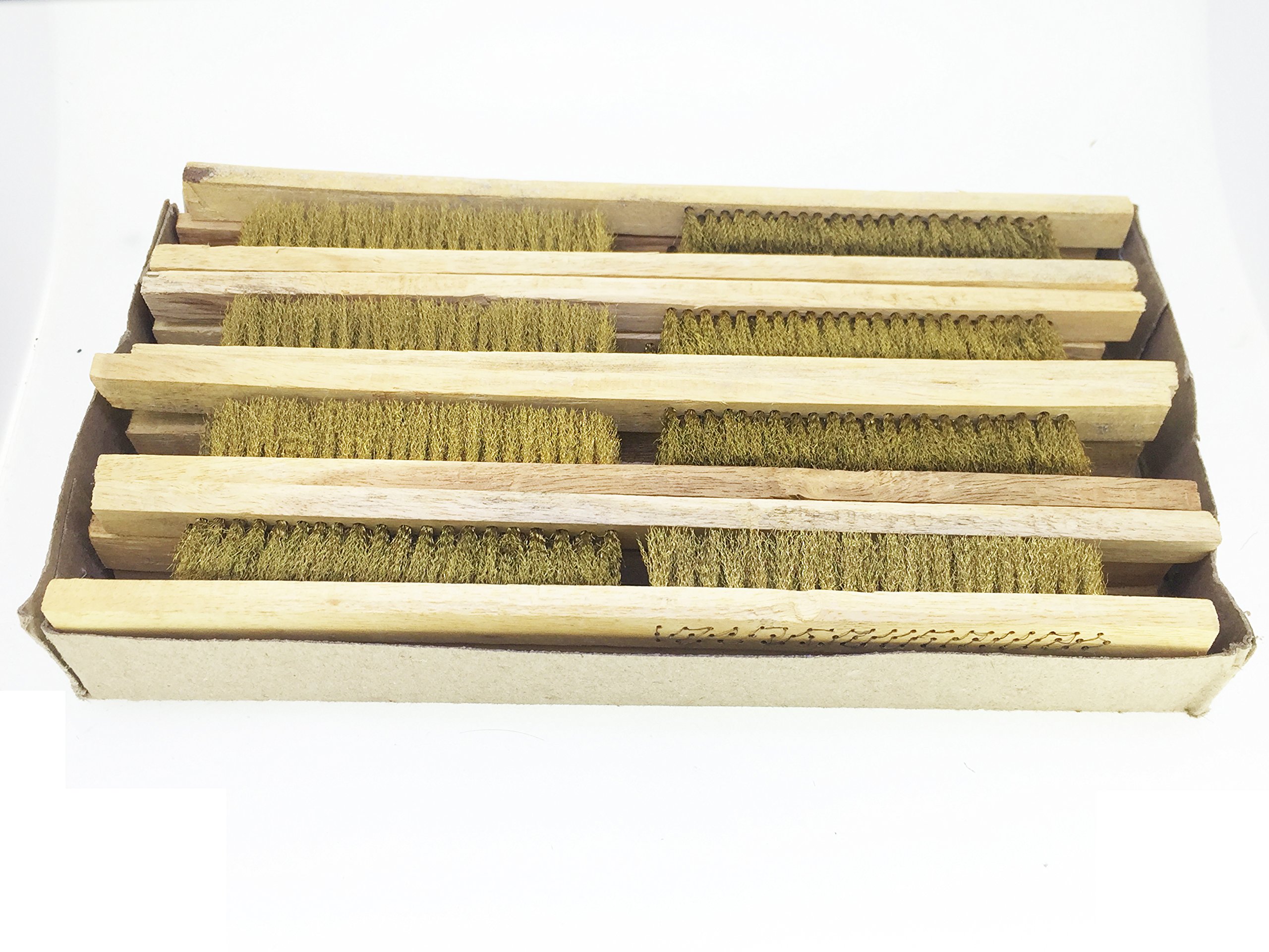 SWISSO 3-Row Soft Brass Bristle Wire Brush with Wooden Handle β 9.5 Inch Heavy-Duty Cleaning Brush (Pack of 20) 3