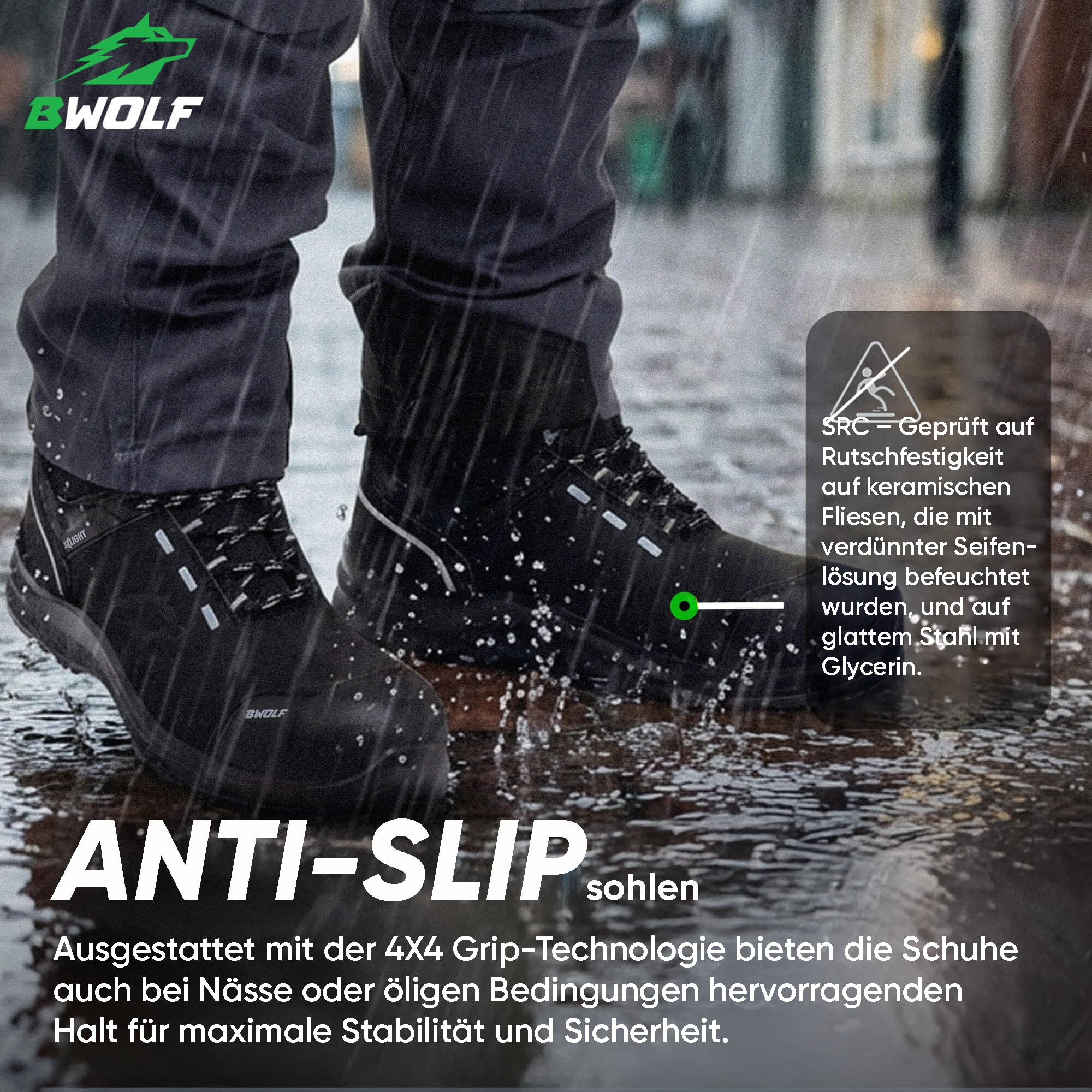 BWOLF Defender S3 Arbeitsschuhe Herren Sicherheitsschuhe aus wasserabweisendem Nubukleder, Kevlar-Kappe und Zwischensohle, rutschfest