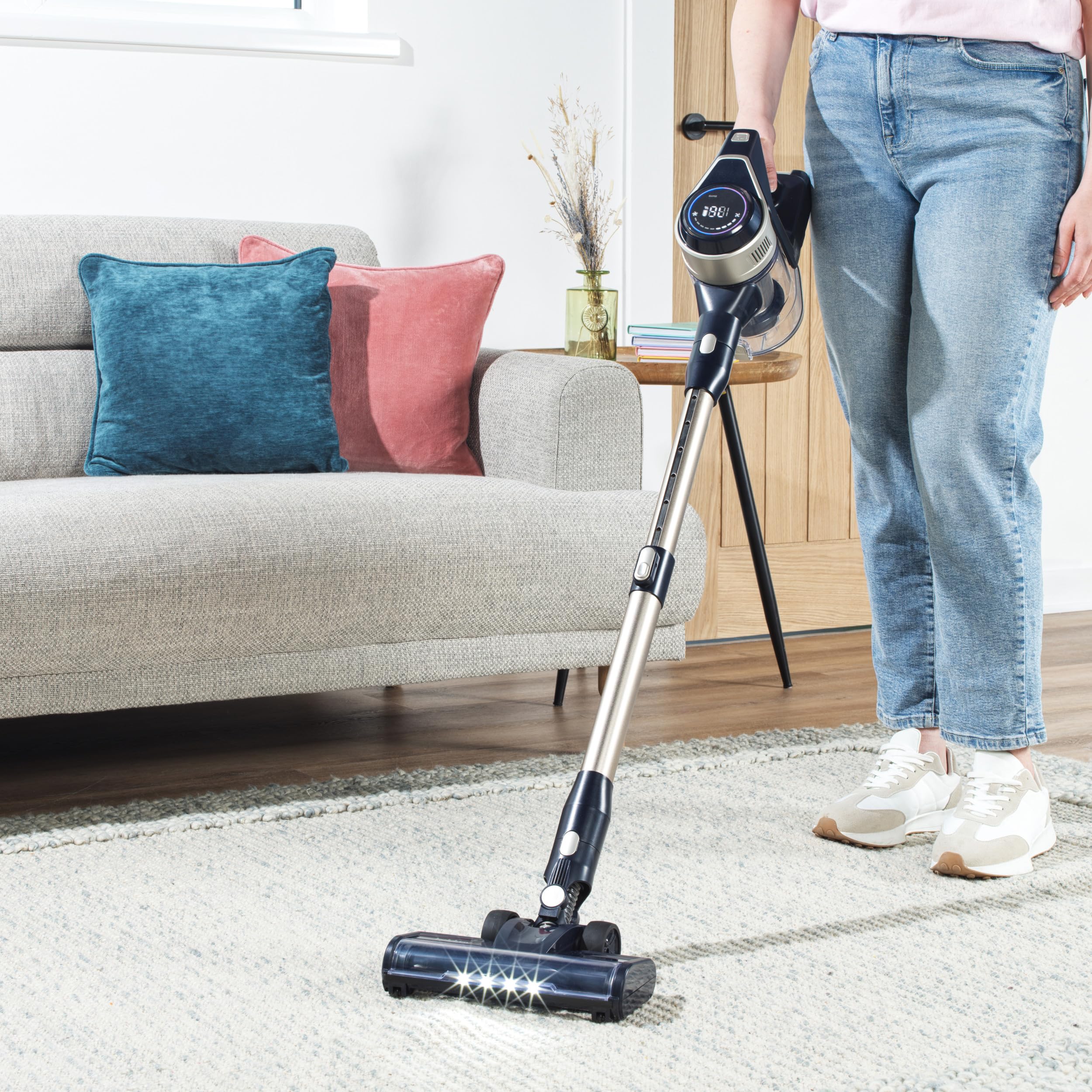 Odkurzacz Beldray Airgility Pro - Bezprzewodowy Odkurzacz Pionowy, Przekształca się w Ręczny, Pojemnik na Kurz 1.2L, Wyświetlacz LED, 2 Prędkości, Czas pracy 30 minut, Wielokrotnego użytku Filtr HEPA