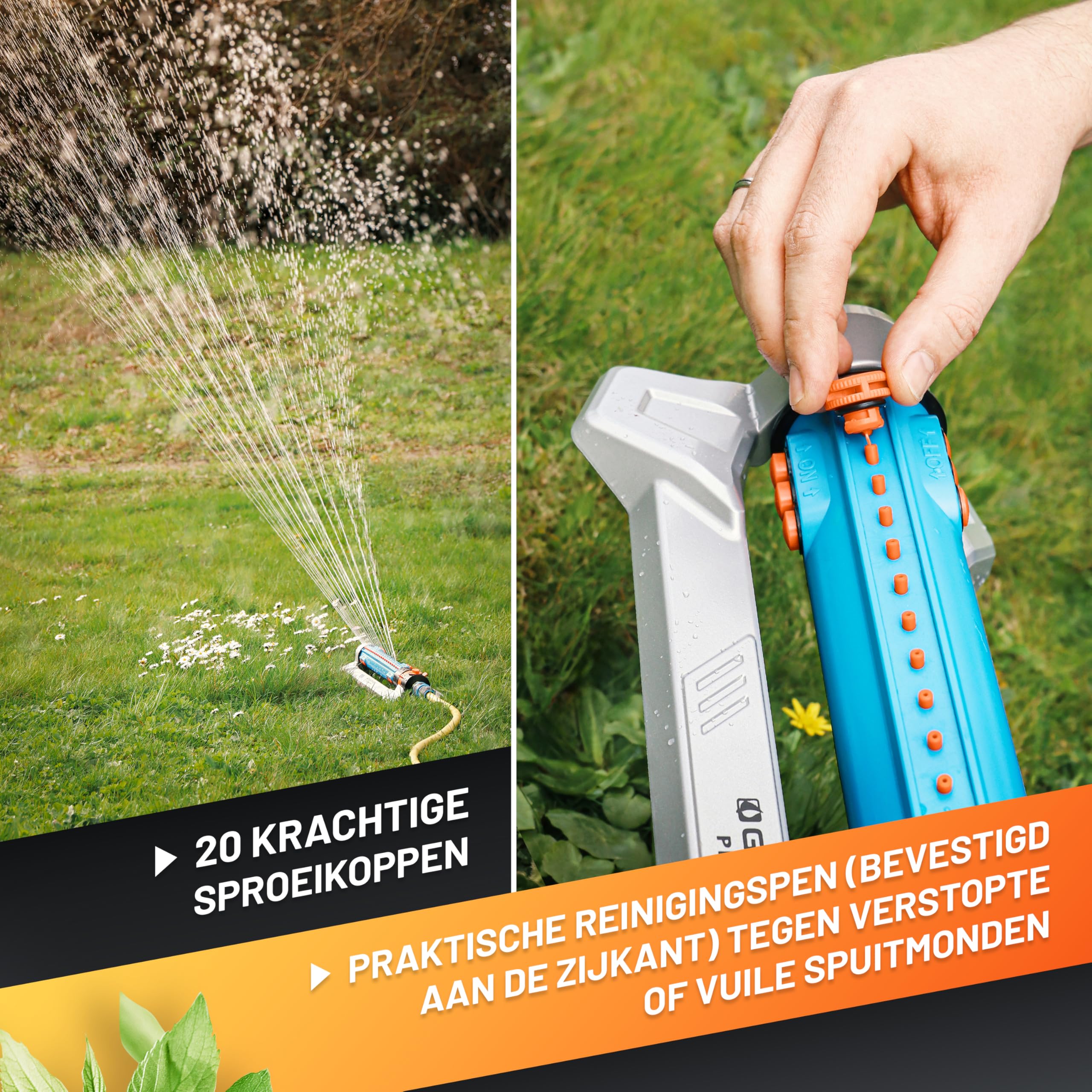 GRÜNTEK Lawn Sprinkler with Turbo Motor 462 m² Oscillating Sprinkler