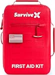 SurviveX Large Waterproof First Aid Kit for Car, Travel & Home - Emergency Kit for Hiking, Camping, Backpacking and Outdoors - Includes Zip Stitch Wound Closure Strips