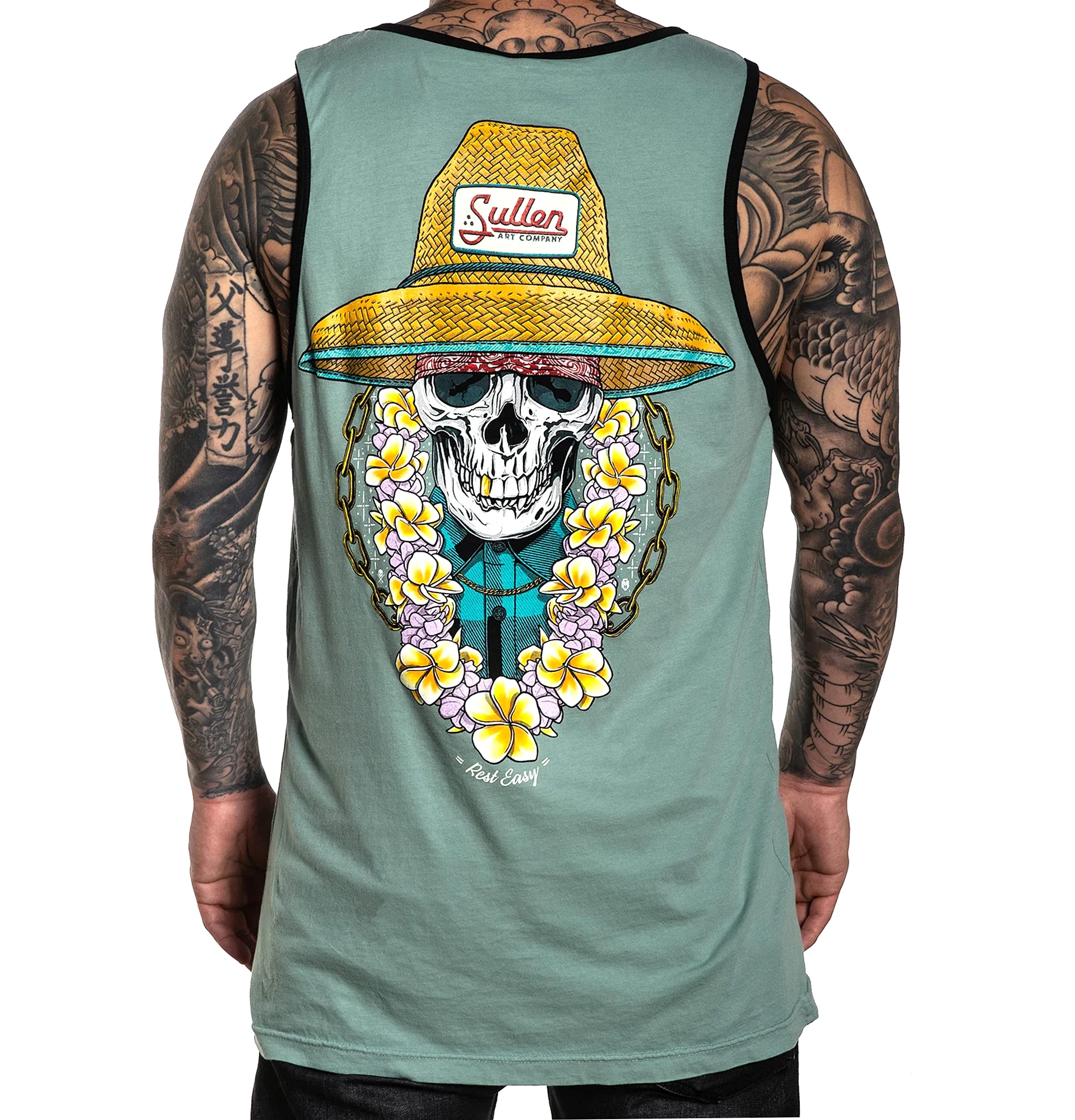Sullen Men's Rest Easy Sleeveless Tank Top Shirt (Beryl Green, Large)