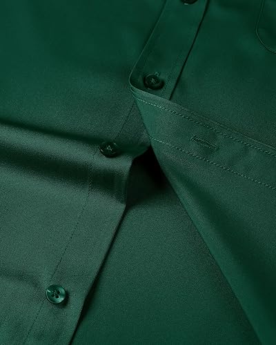 Miniatura 205 de Alimens & Gentle - Camisas de vestir con bolsillo y manga corta, de color liso y sin arrugas, estilo casual con botones, para hombres