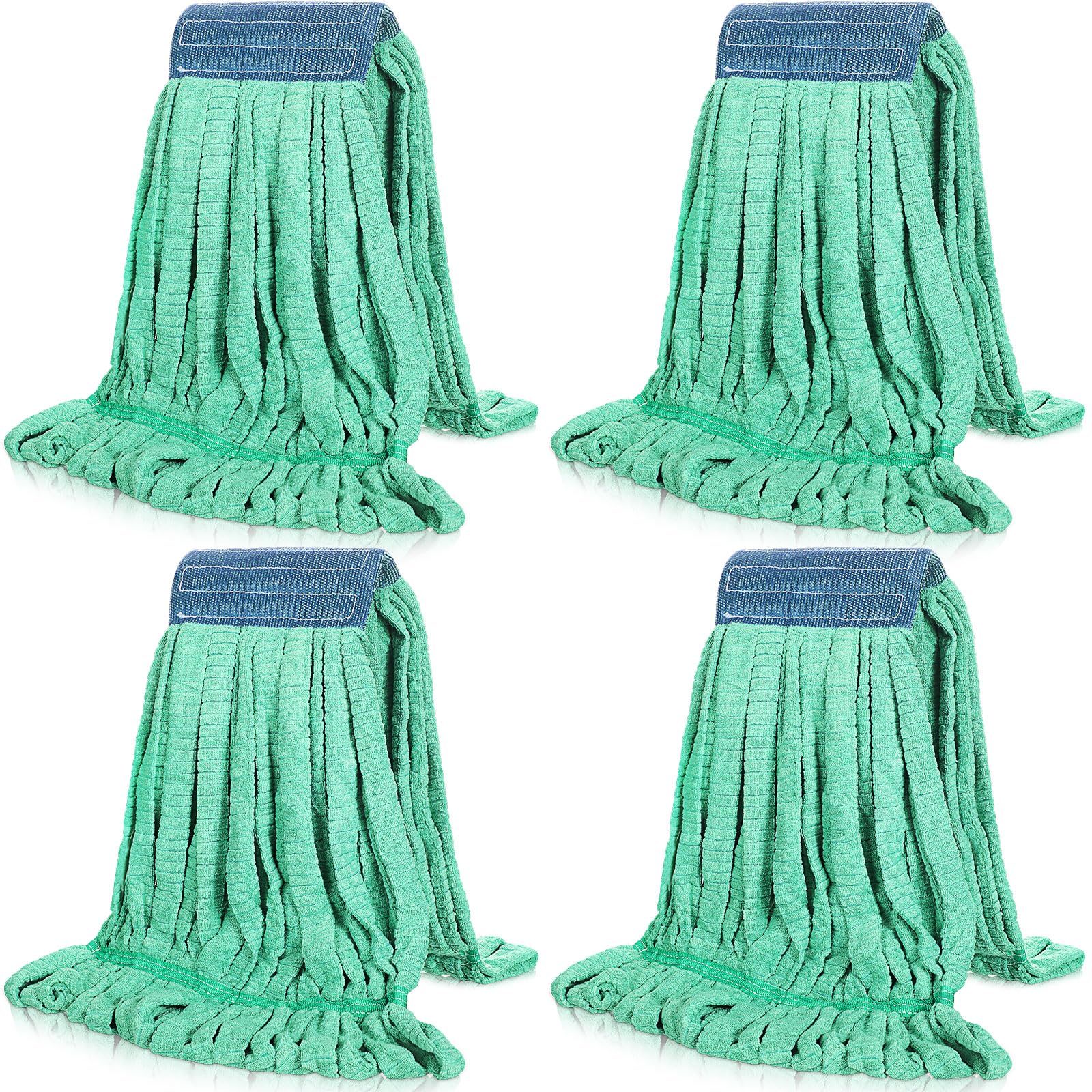 Lallisa 4 Pcs Commercial Mop Head Replacement Tube Microfiber Industrial Looped End Mop Heads Refill for Floor Cleaning for Home Commercial Industrial