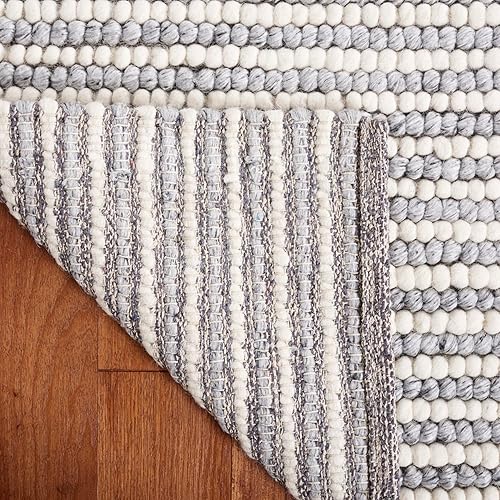 Miniatura 4 de MARTHA STEWART x SAFAVIEH MSR9650F - Alfombra de lana hecha a mano para sala de estar, comedor y dormitorio, 9 x 12 pies, color marfilgris