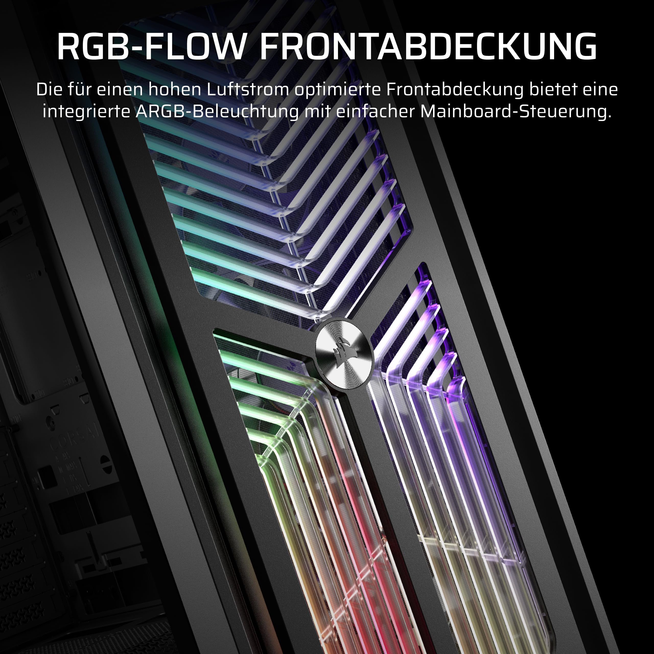 CORSAIR Frame 4000X RS Modulares Mid-Tower-ATX-PC-Gehäuse – Schwarz | RGB-Frontpanel, 4x RS120 PWM-Lüfter Enthalten, InfiniRail-Lüfterhalterungssystem, GPU-Anti-Sag-Stabilisierungsarm