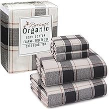 RUVANTI Flannel Sheets Queen Size - GOTS Certified 100% Organic Cotton, 4 Piece Warm, Soft & Breathable Set, Deep Pocket Snug Fit, Double Brushed Cozy All Season Bedding, Go Coral