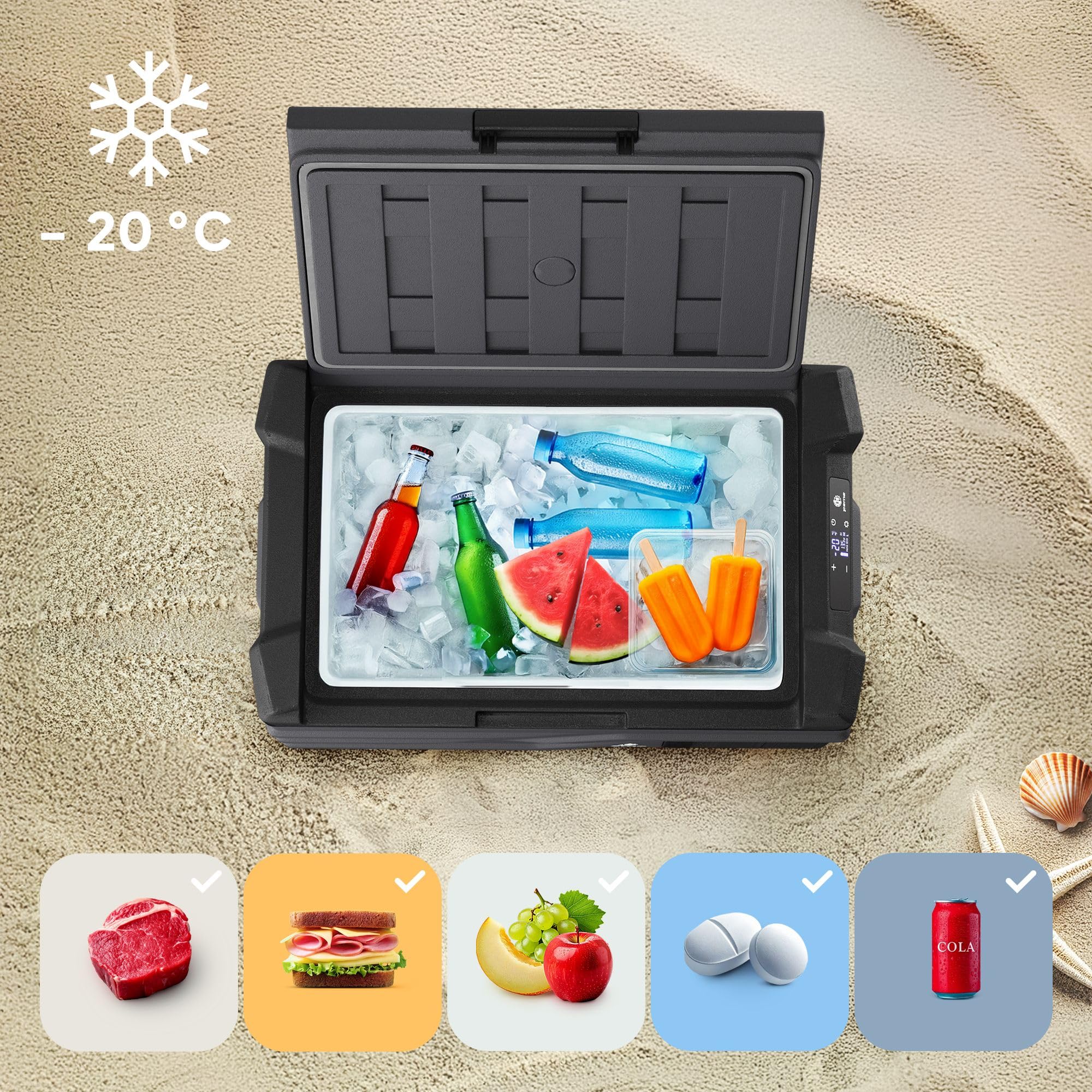 peme Frigorifero Portatile Elettrico Congelatore Frigo Campeggio Auto 12v 24 220v 240 Compressore per Camper Freezer Ricaricabile Congelatori Viaggio Refrigeratore Escursione