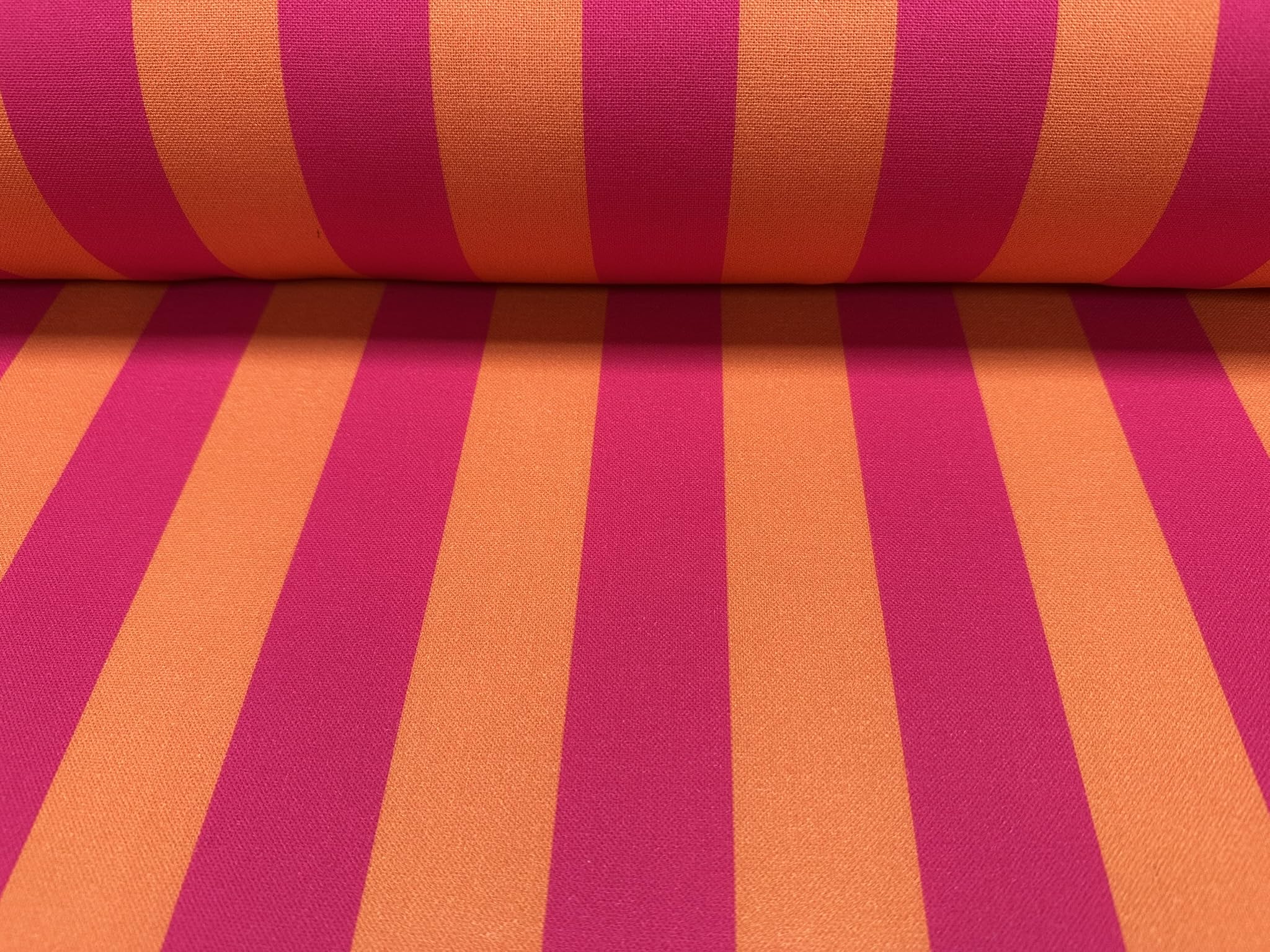 Tessuto con stampa digitale Joy a righe e quadri, per arredamento, decorazione per la casa, tende, tappezzeria, cuscini, materiale per sartoria, larghezza 140 cm, rosa e arancione (2 metri, a strisce)
