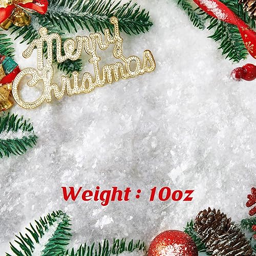 Miniatura 2 de Decoración de nieve falsa de Navidad de 10 onzas  10.05 oz - Relleno de polvo de nieve artificial blanco brillante para decoración de pueblo de