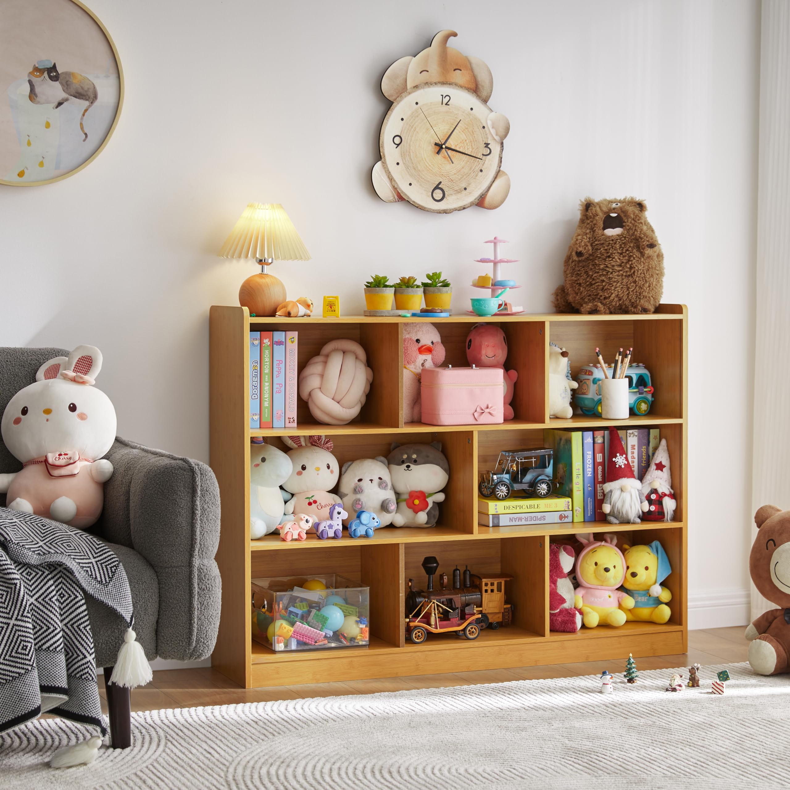 Amazon.com: 3-Tier Bookshelf, 8-Section Wooden Bookcase, Storage