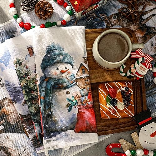Miniatura 7 de Bencailor 6 toallas de cocina de Navidad de 16 x 24 pulgadas, paños decorativos para platos de té, paños de secado de Navidad, toalla de mano para