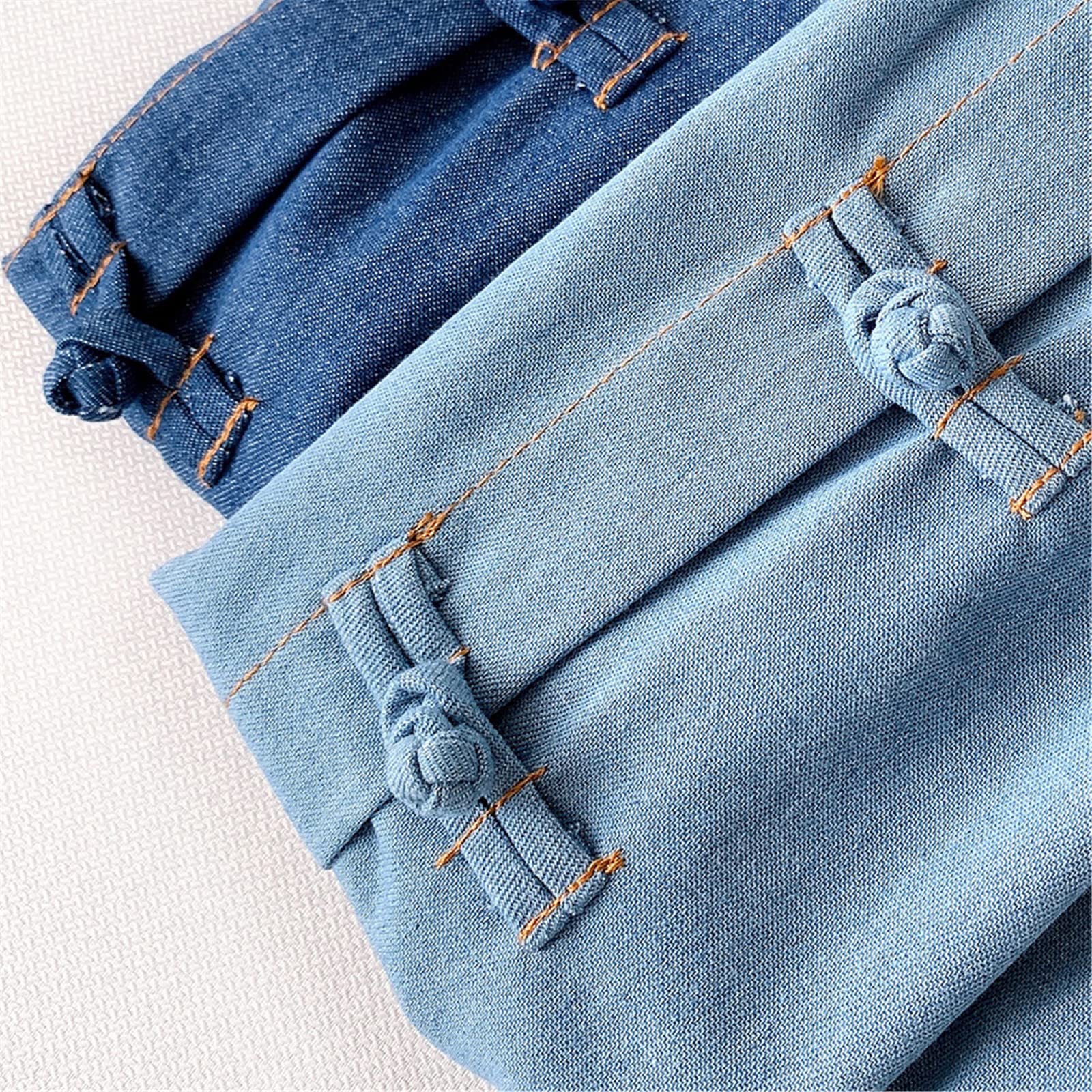 Gonna da donna estiva in denim vintage, linea ad A, a vita alta, lunghezza al ginocchio, con tasca