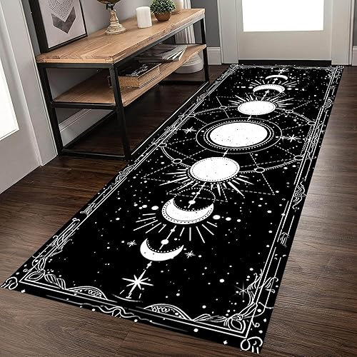 Miniatura 12 de Alfombra de esqueleto de cráneo de 1.3 x 7 pies, diseño gótico de esqueleto de terror Cyberpunk colores brillantes y brillantes, ultrafina,