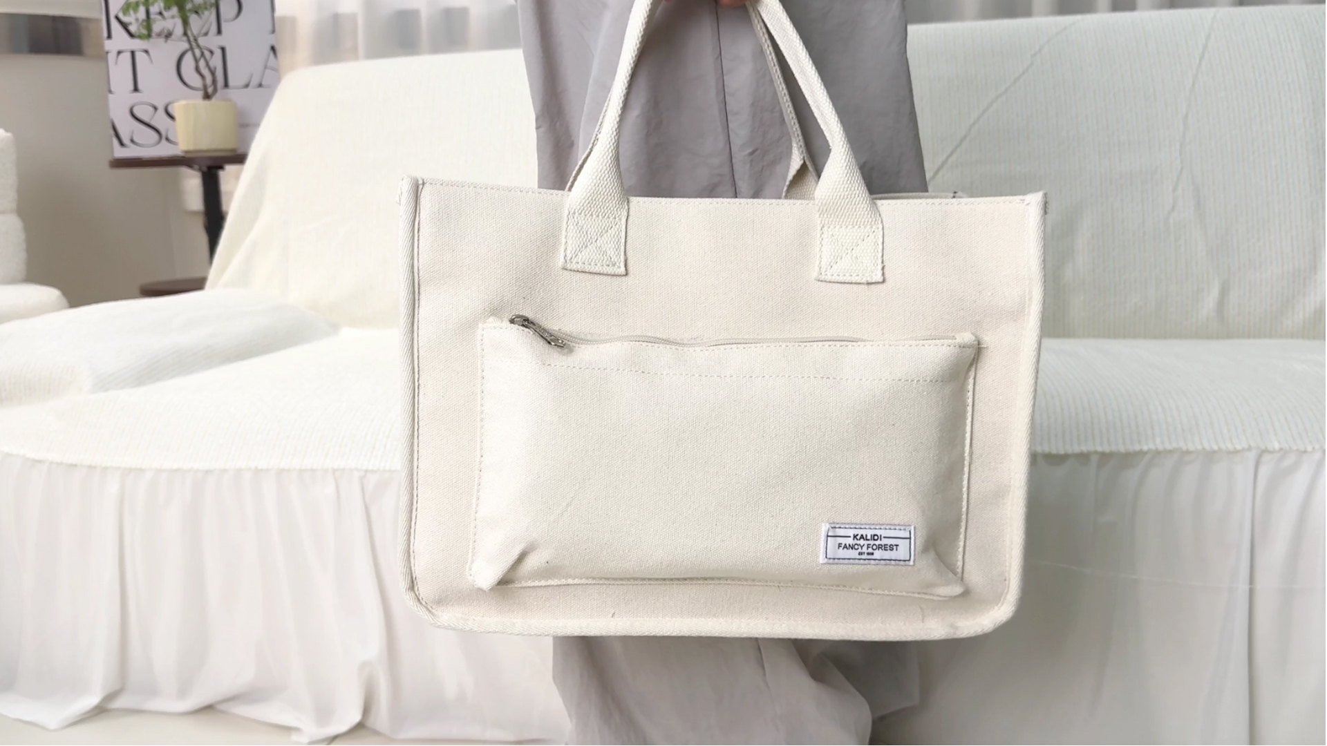  ホワイト トートバッグ　新品　未使用品 Amazon | [KALIDI FANCY FOREST] トートバッグ ショルダーバッグ 6