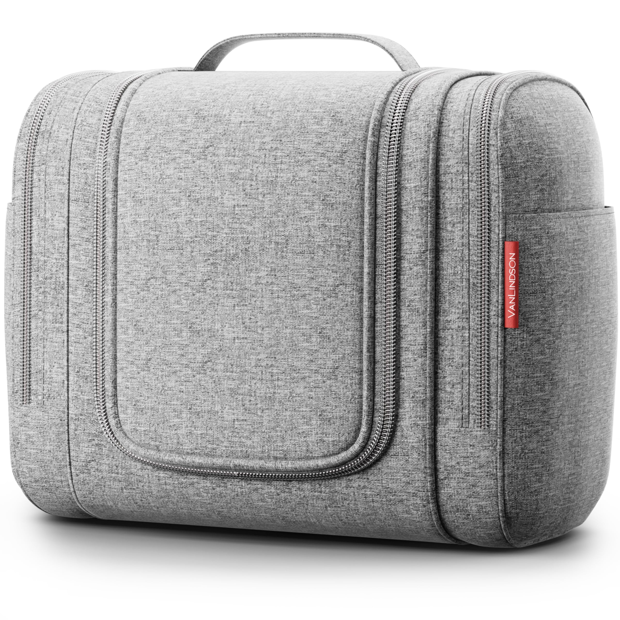 VanLindson Neceser XXL para Viaje [9 litros de Espacio, Diseño 2024] - Neceser Mujer y Hombre Colgante, Bolsa de Aseo Ideal para Maquillaje y Organización (Gris)