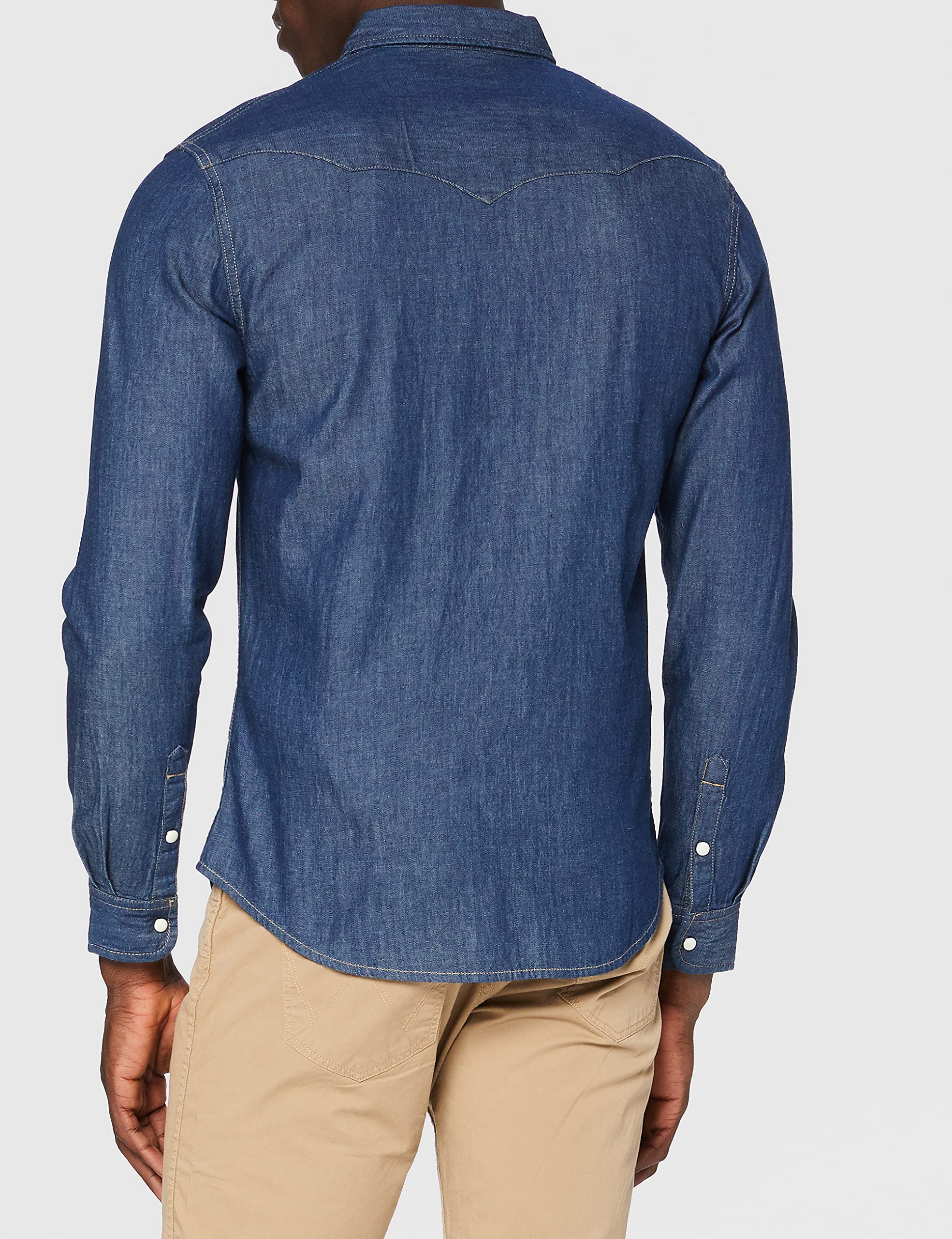 Wrangler Ls Western Denim Shirt Camicia in jeans, Uomo, Blu(Dark Stone), XXL