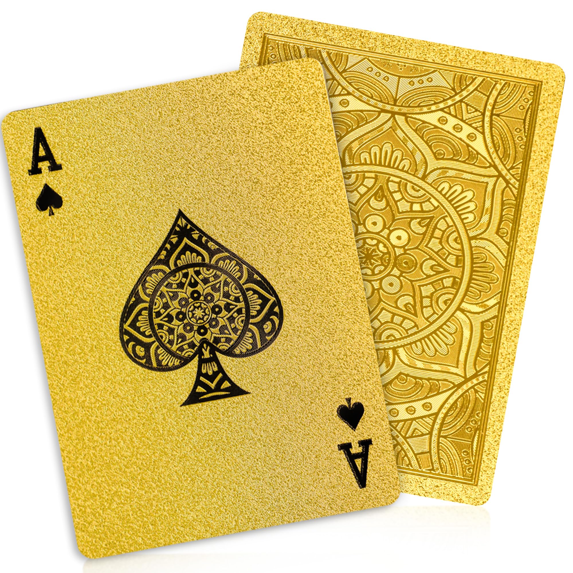 Cartas de juego doradas, cartas de plástico impermeables, 4 barajas de cartas, cartas de juego estándar para adultos, juego de cartas de póquer premium para juegos familiares, regalo nocturno, camping
