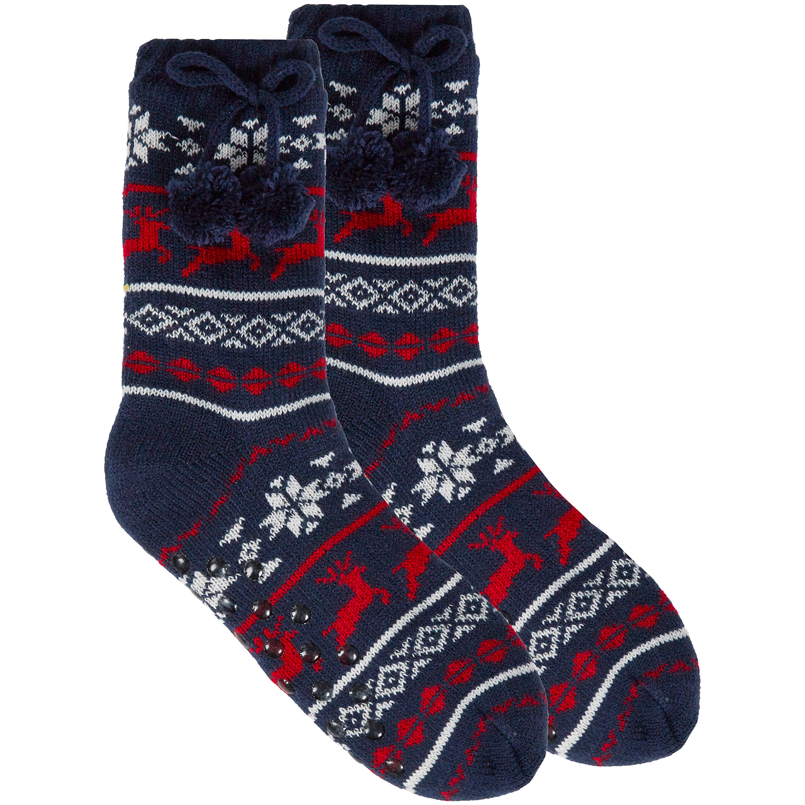 Metzuyan Girls Warm Cosy Fairisle Lounge Socks Anti Non Slip Grippers Gift for Her 4-6