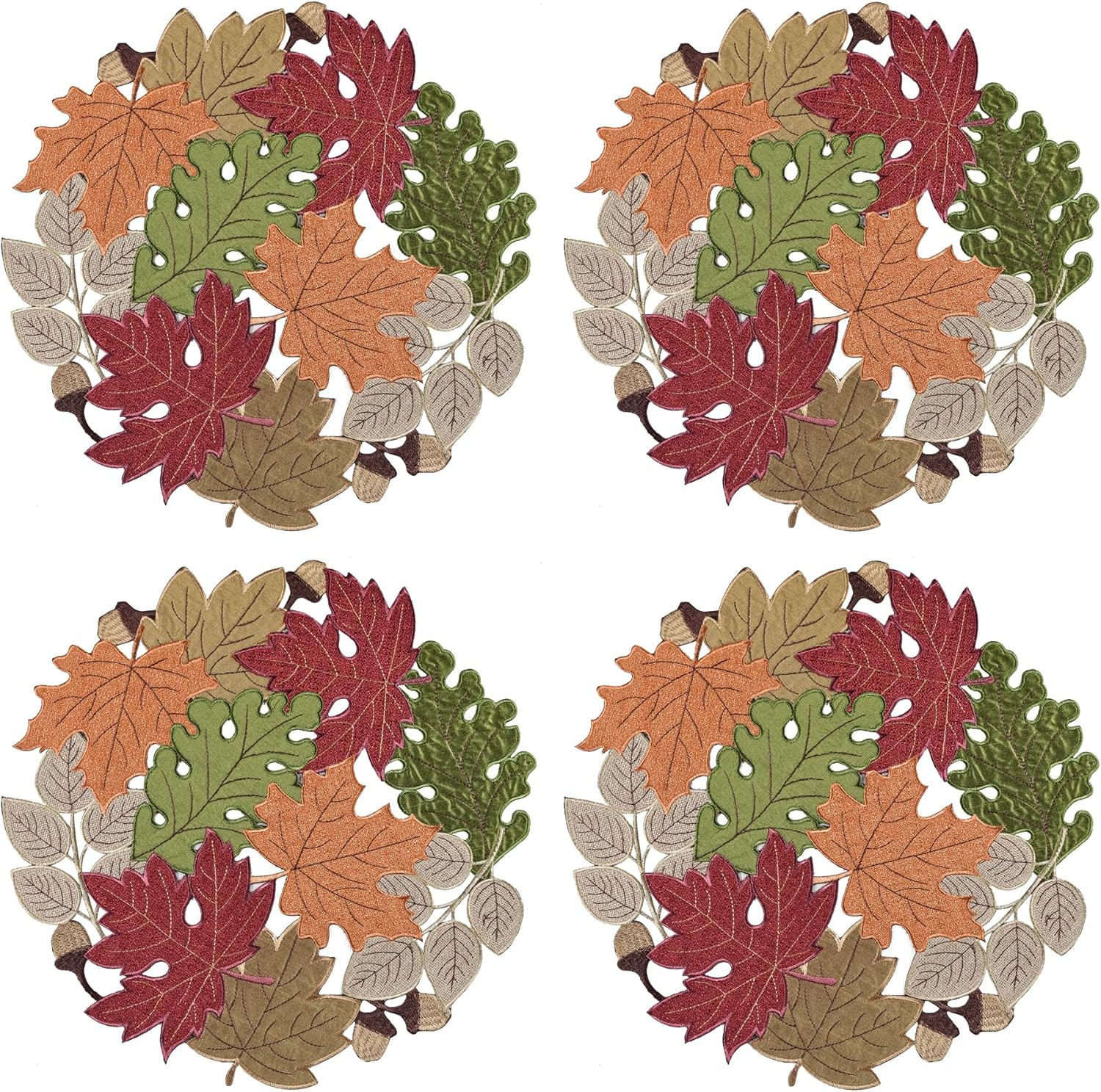KEVA Fall Placemats Set of 4, 15inch Round Placemats, Fall