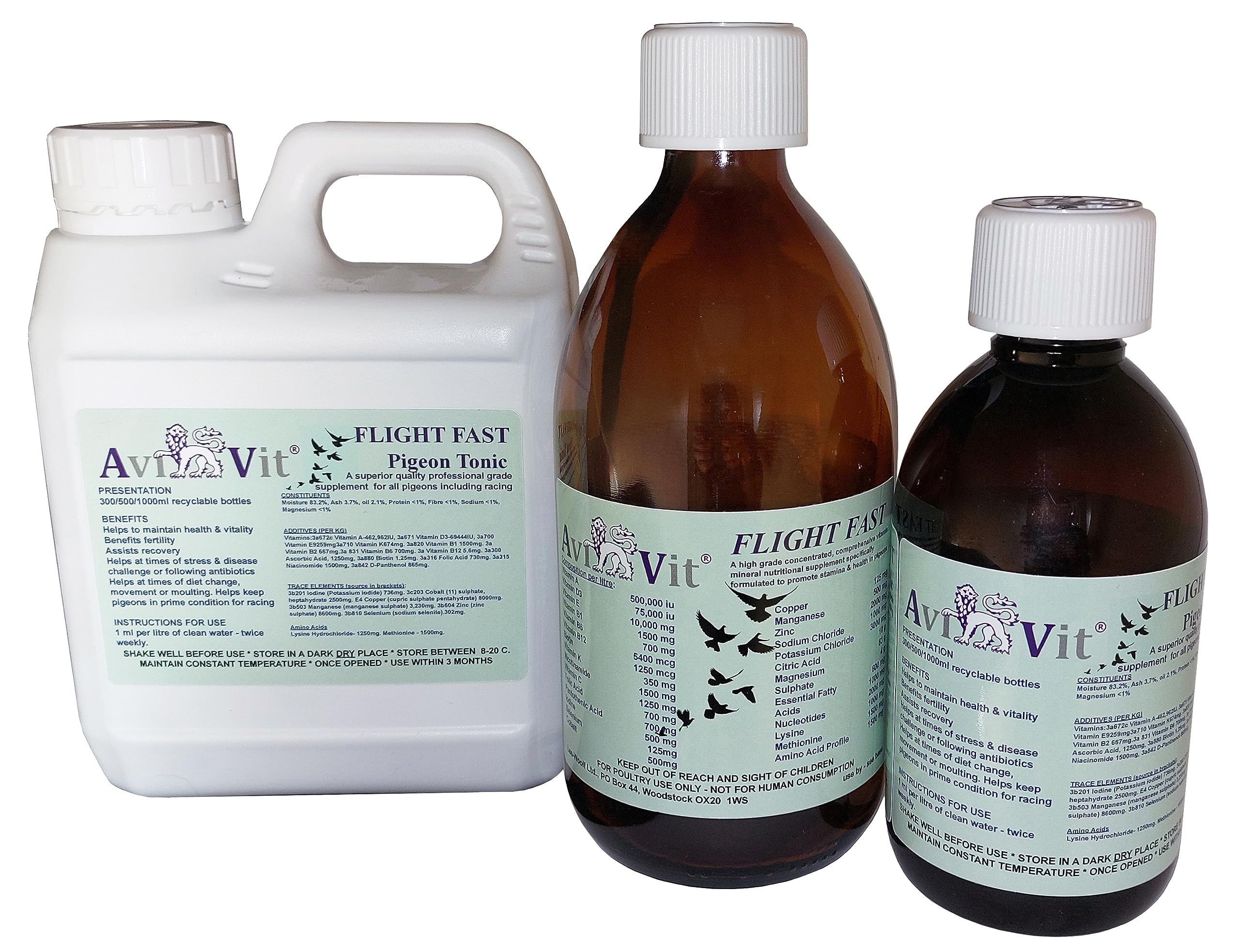 AVIVIT FlightFAST Hi Spec Broad Spectrum Vitamin/Mineral tonic for all pigeons. (Medium 500ml)