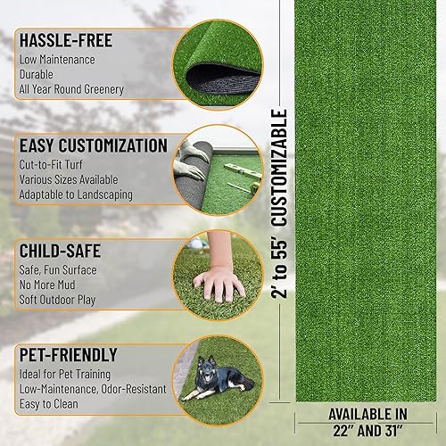Miniatura 10 de Ottomanson Evergreen Collection - Alfombra impermeable de césped sólido de 4 x 7 pulgadas, para interiores y exteriores, 3 pies 11 pulgadas x 6 pies